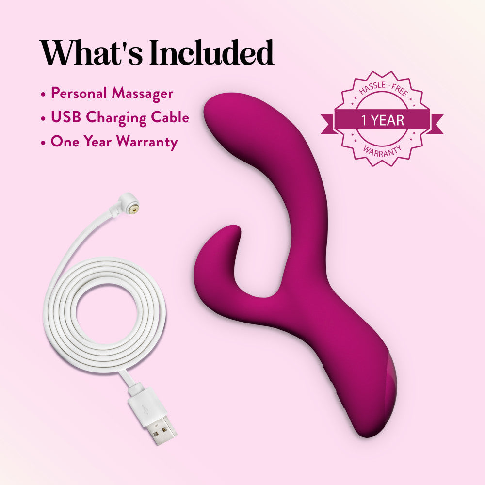 Blush Collection | Quinn 9 Inch Clitoral G-Spot Dual Stimulation Silicone Rabbit Vibrator With Auto Warming – Burgundy、mySite、bottomscart