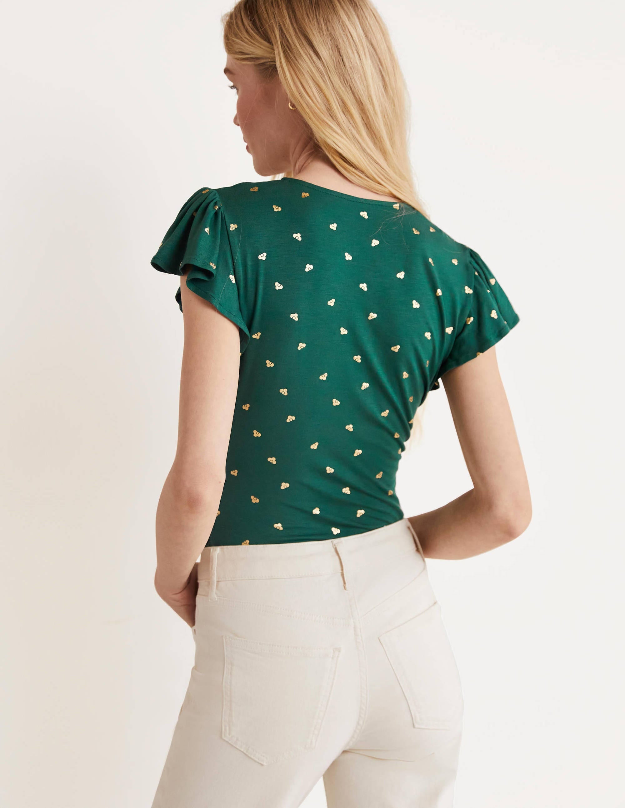  Flutter Sleeve Wrap Top-Trekking Green, Spaced Bud、mySite、ashleygrahame