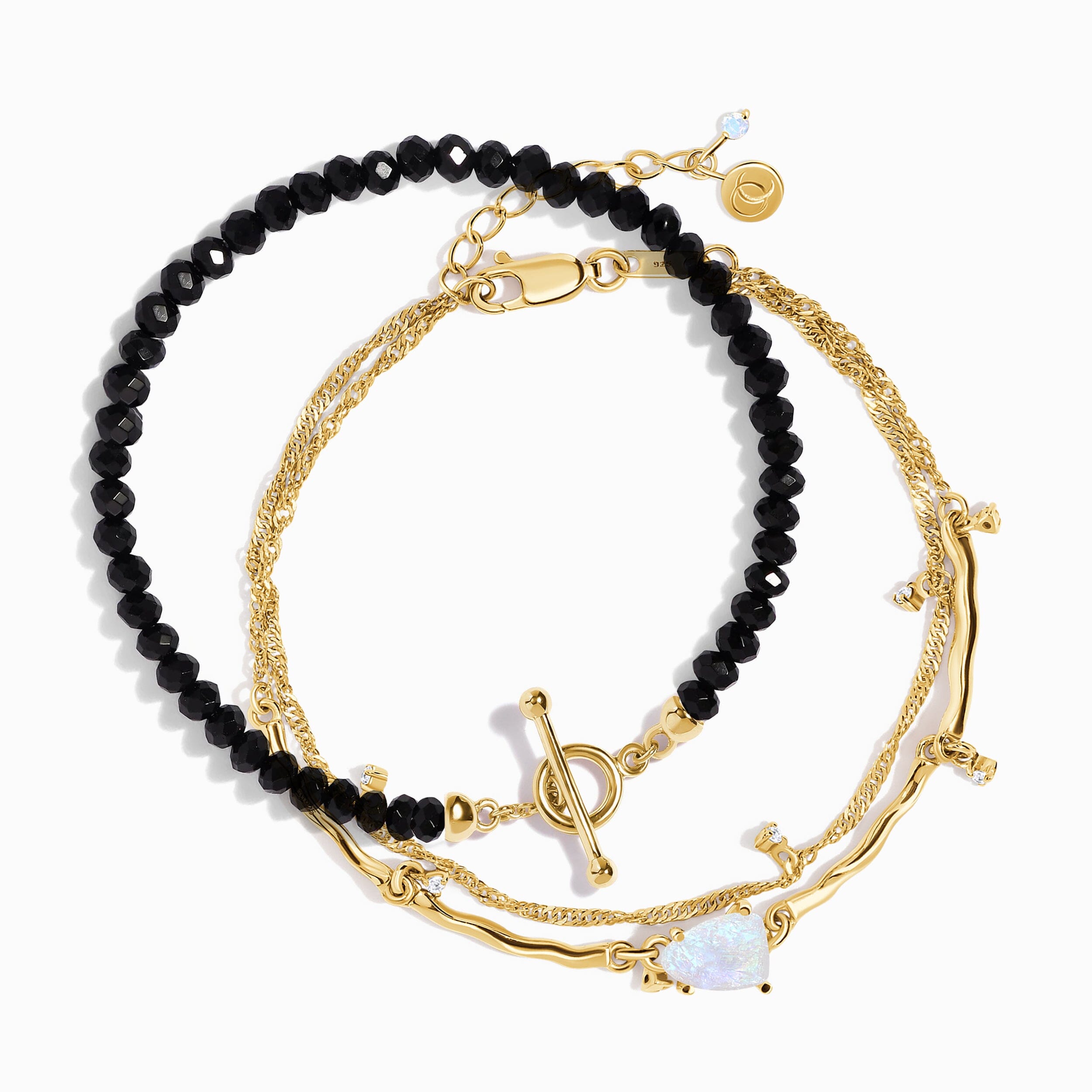 Moonstone & Black Obsidian Bracelet Stack - Energy Armor、mySite、hinf8tx79