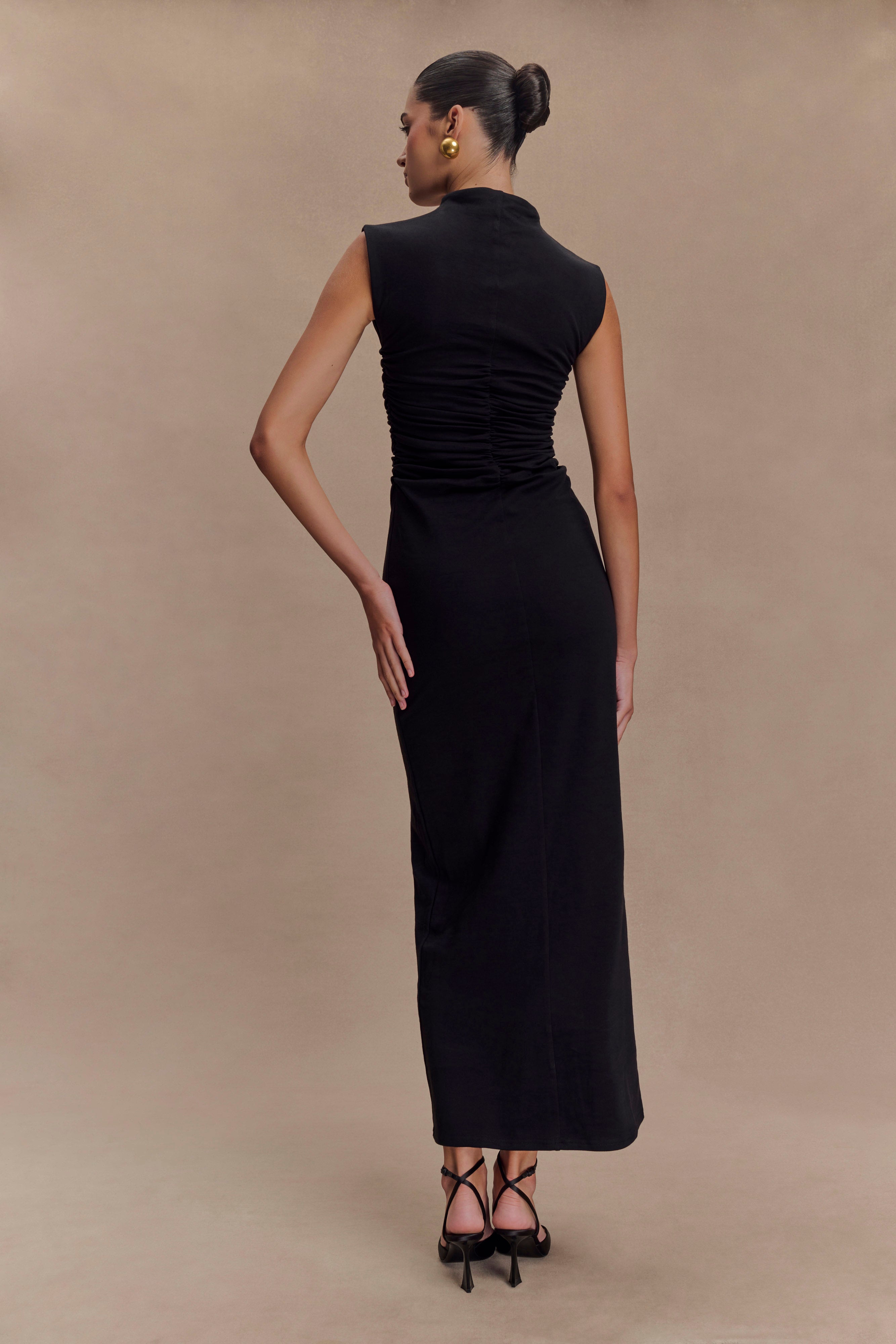 Elliot High Neck Sleeveless Maxi Dress - Black、mySite、solidvoid