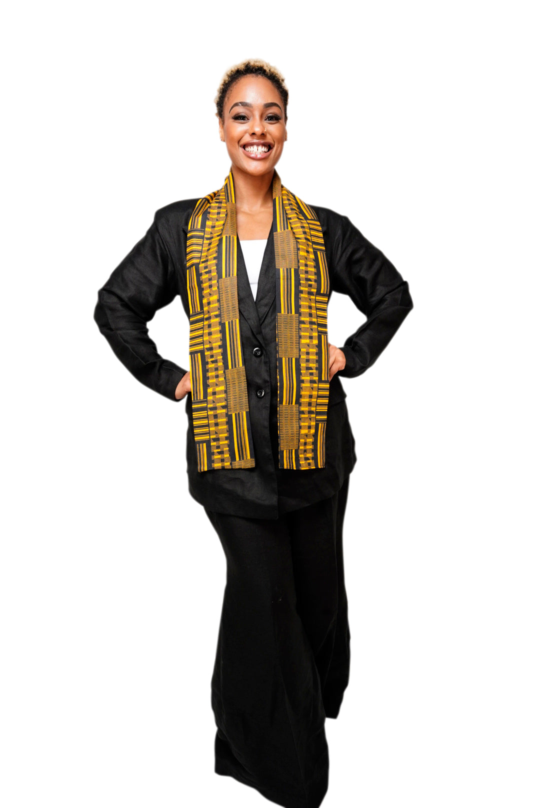 Dupsie's Nansa Black and Gold African Print Kente Sash DP4091S、mySite、solidvoid