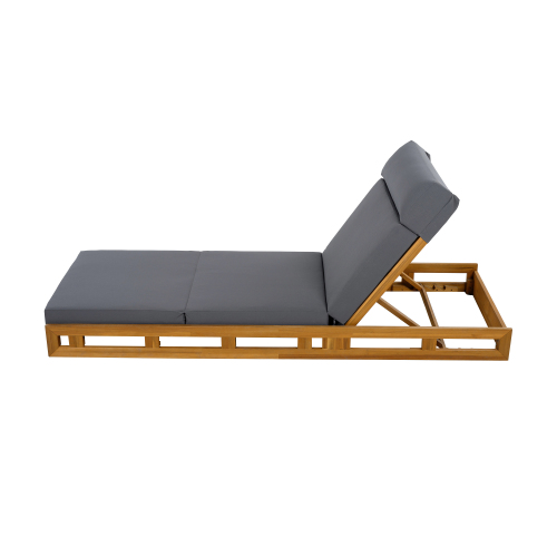 LOUNGE CHAISE SET, ACACIA WOOD WITH WATER-RESISTANT LOUNGE CUSHIONS (CREAM & 4 INCH THICK) - MATCHING DARK GREY VERSION AVAILABLE、、eastwooduniform