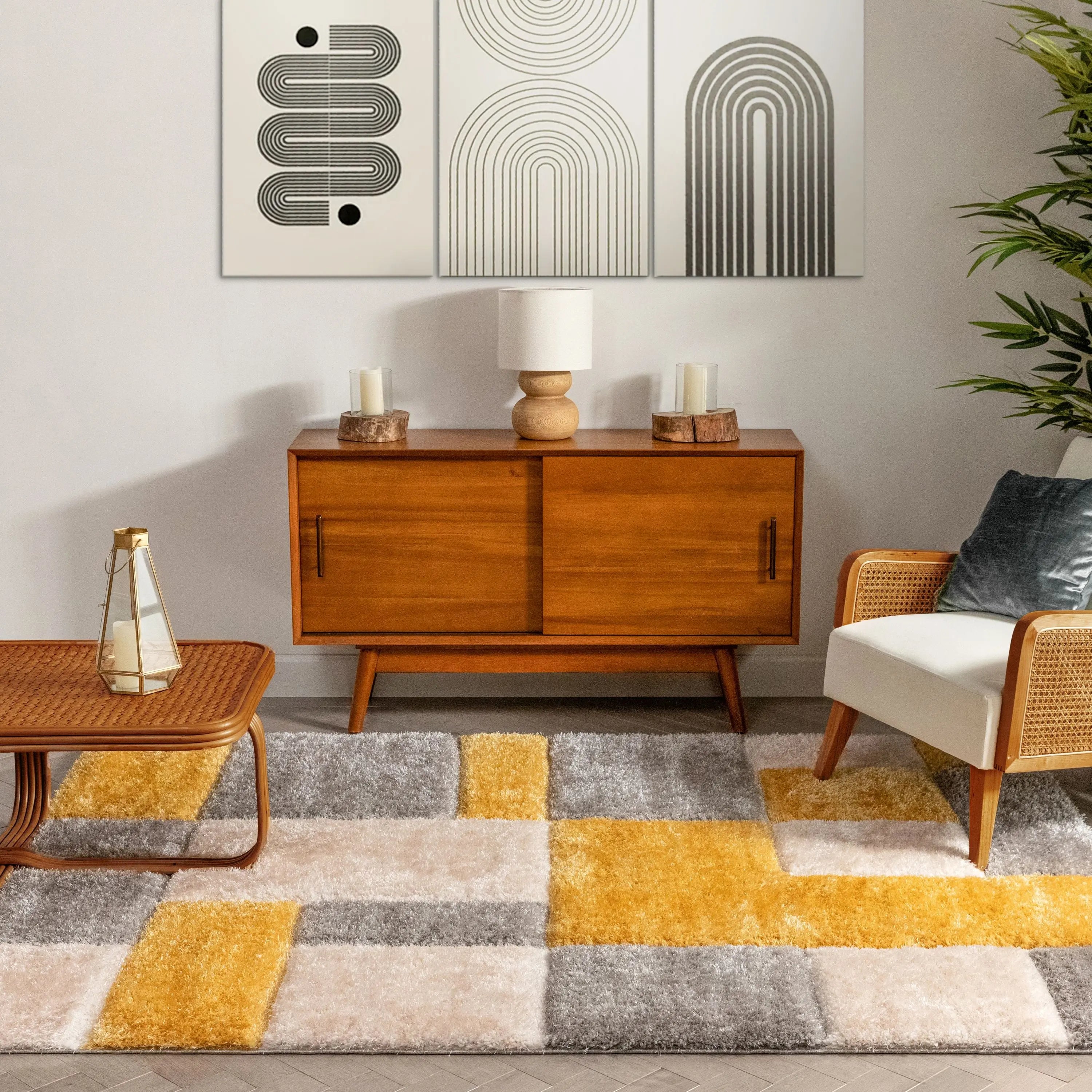 Escondido Yellow Modern Geometric 3D Textured Shag Rug By Chill Rugs、mySite、gigharbornorthrealestate