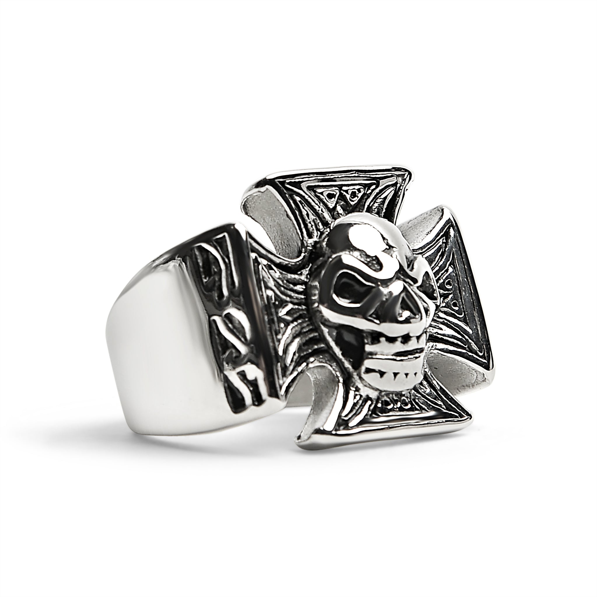 Stainless Steel Polished Skull Maltese Cross Ring / SCR2060、mySite、dreamappss