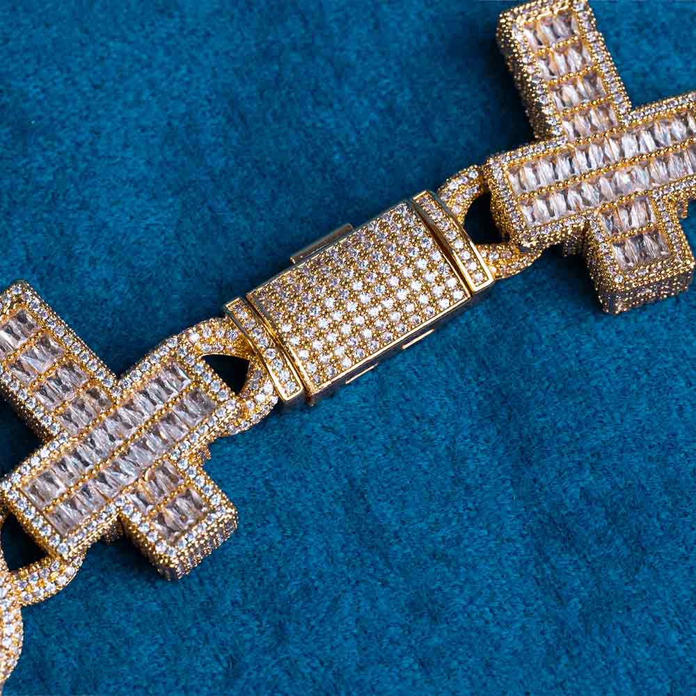 30MM Moissanite Cross Infinity Link Chain 14K Gold、mySite、hinf8tx79