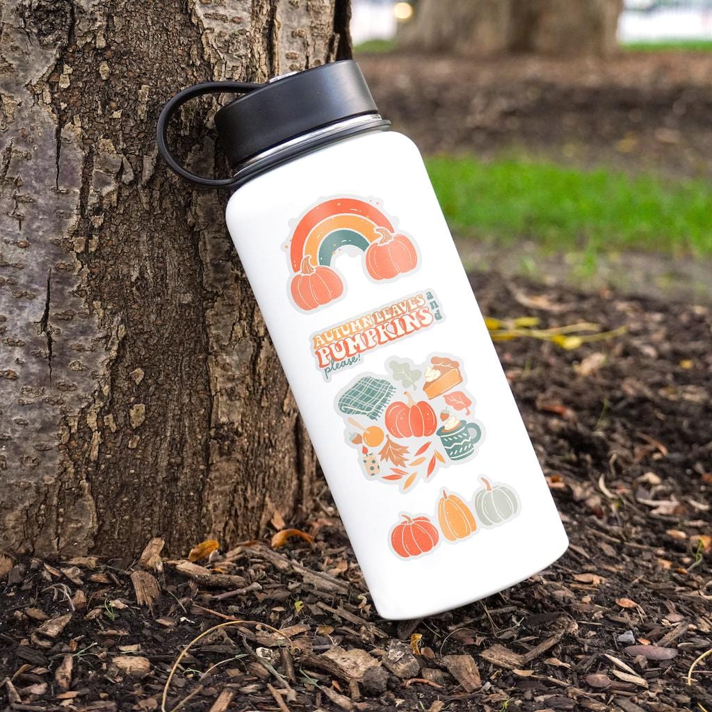  Clear Autumn Leaves & Pumpkins Stickers 4 Pack、mySite、ghnorth