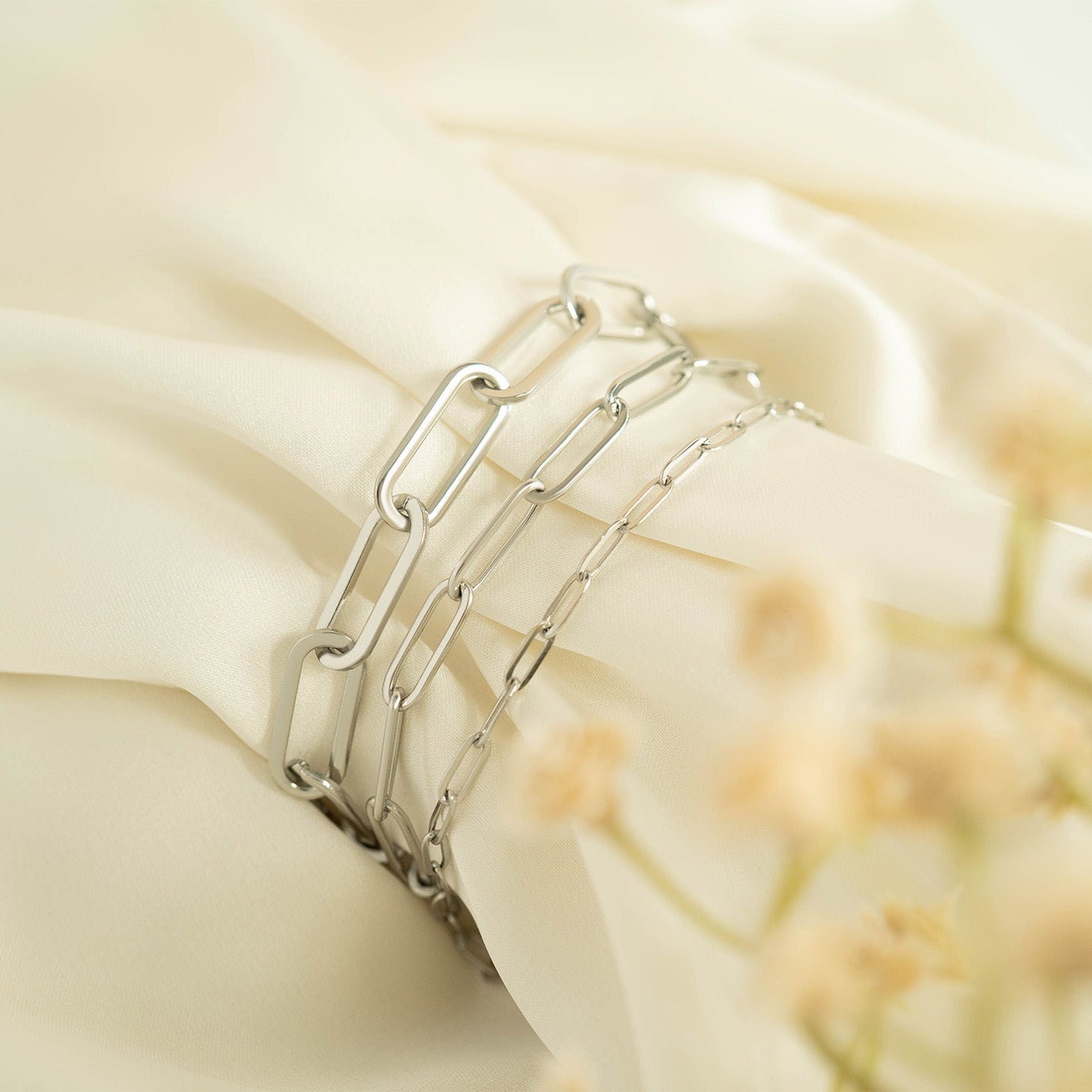 18K Gold PVD Stainless Steel Paperclip Chain Bracelet / BRJ1001、mySite、dreamappss