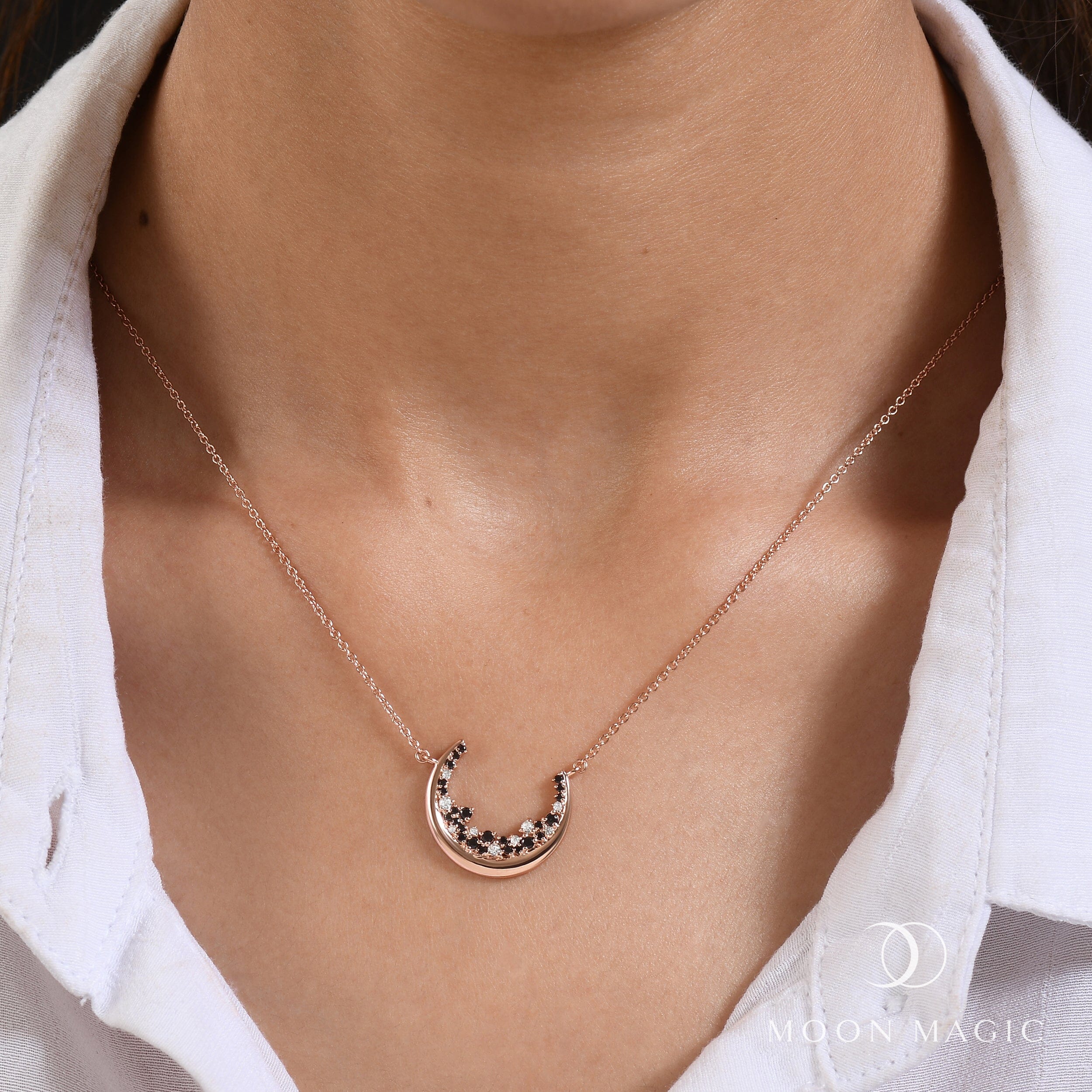 Black Spinel White Zircon Necklace - Lush Luna、mySite、hinf8tx79