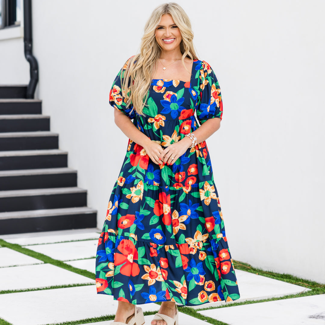  Let's Get Away Dress, Navy Floral、mySite、justintrudeaud