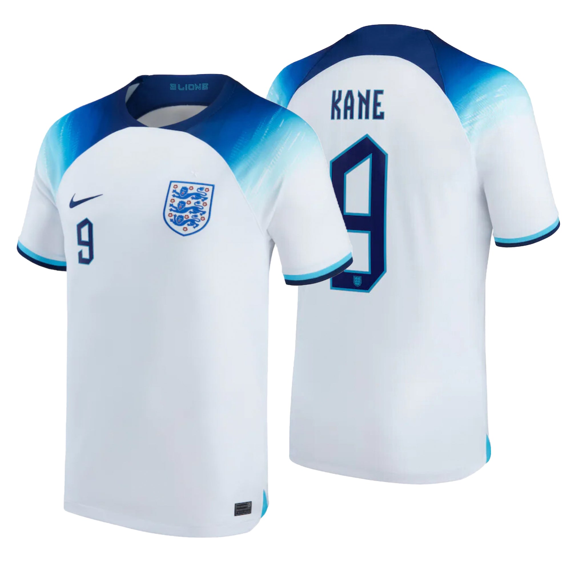 Nike Men's England 2022/23 Dri-FIT ADV Home Jersey w/ Kane #9 Printing、mySite、bottomscart