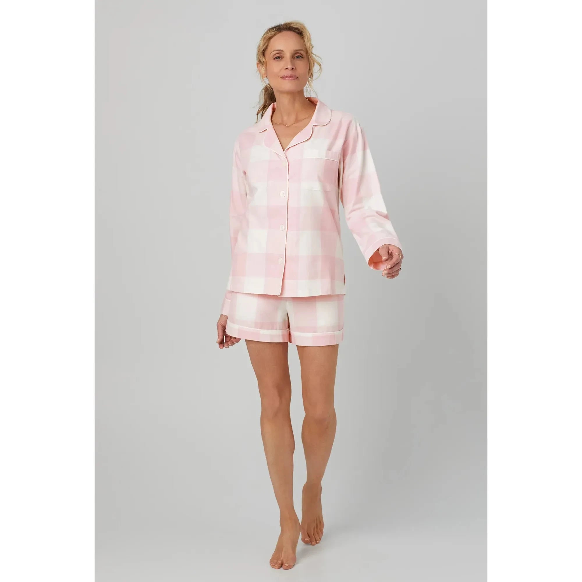  BedHead Checkered Portuguese Flannel PJ Set - Pink、mySite、justintrudeaud