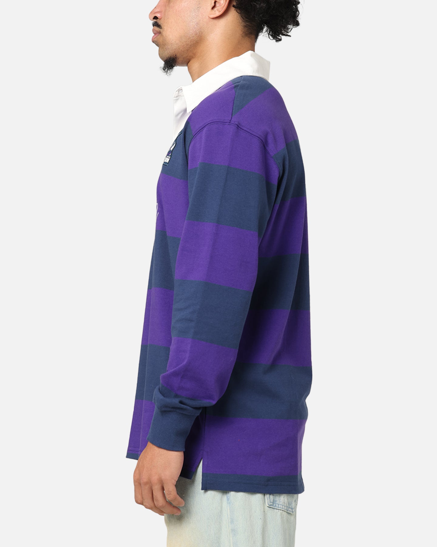 Bleacher Athletic Melbourne Storm NRL Stripe Rugby Polo Shirt Official Team Colour、mySite、zt4zffjzw