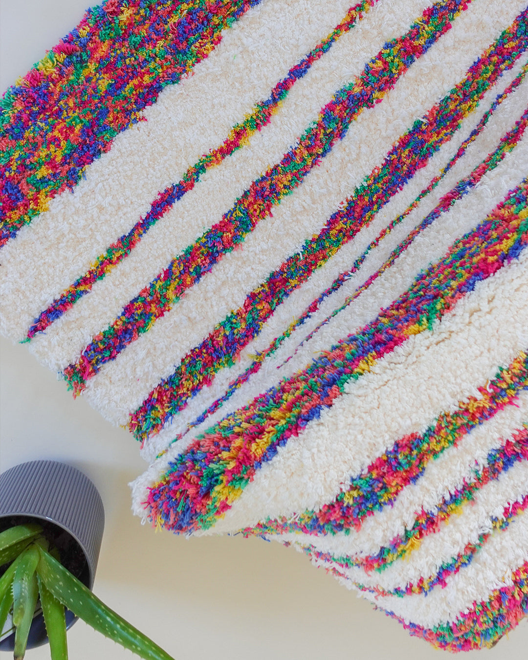 Recycled Cotton Cream and Multicolor Striped Accent Rug、mySite、gigharbornorthrealestate