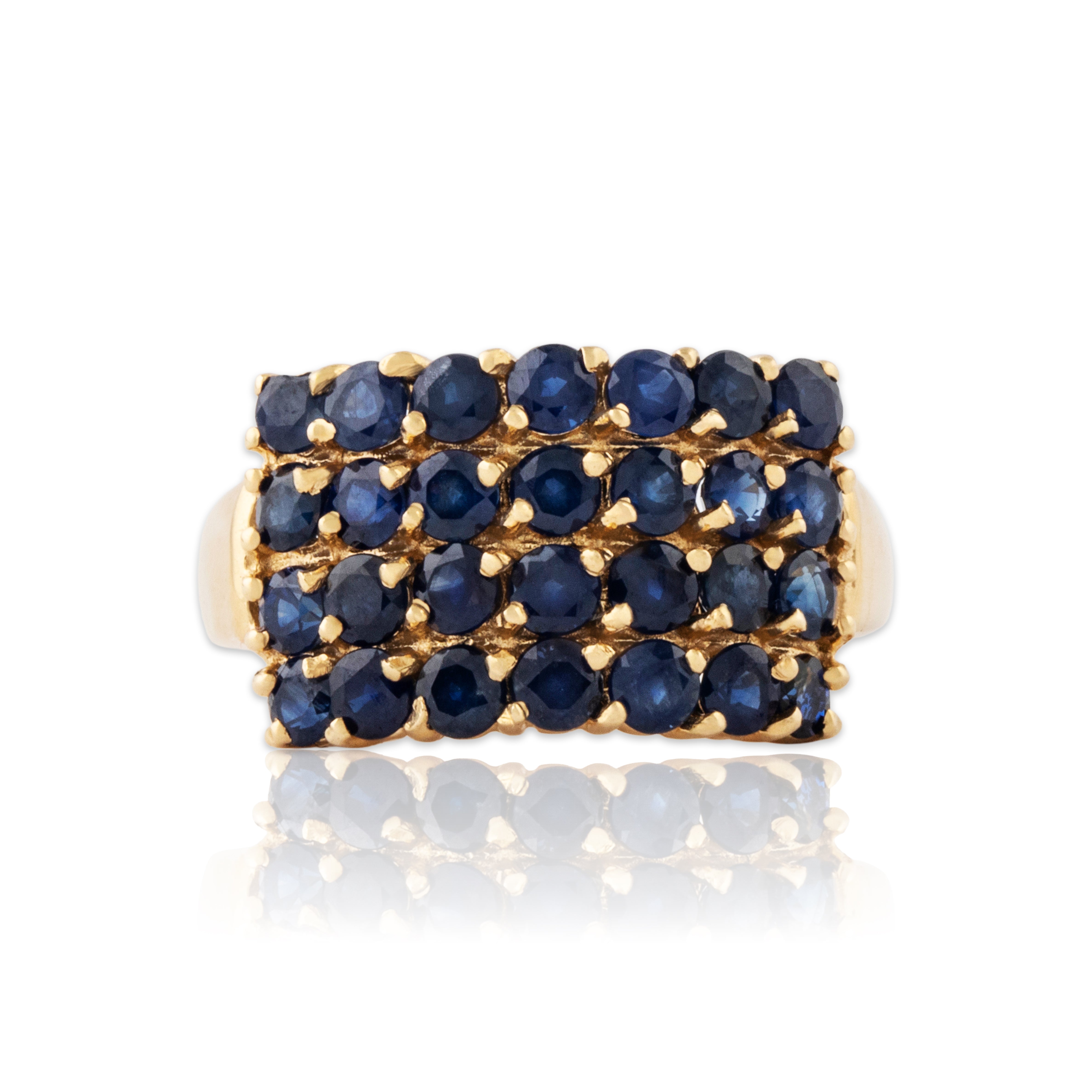 Vintage 14k Yellow Gold 2.5cttw Blue Sapphire Rectangle Line Ring 7.00、mySite、hinf8tx79