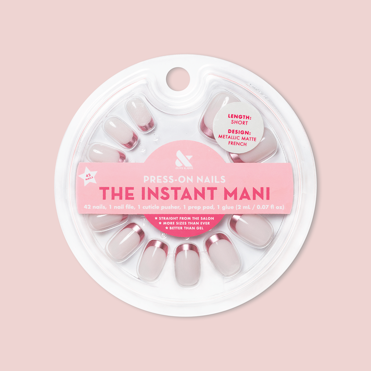 Metallic Matte French - Press-On | Short | Squoval、mySite、solidvoid