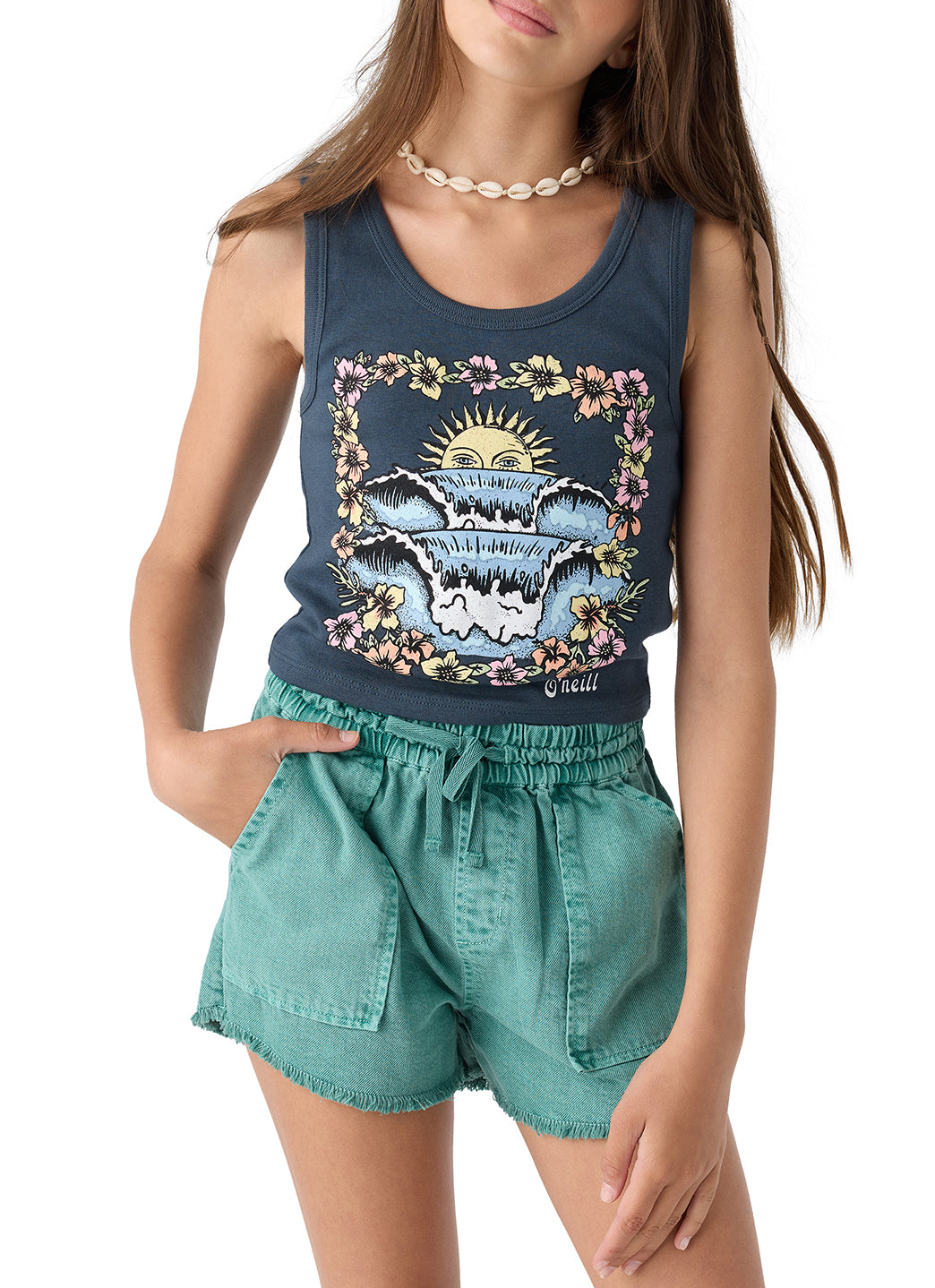 O'Neill Girls' Tropic Tide Tank Top (Big Kid)、mySite、noshort