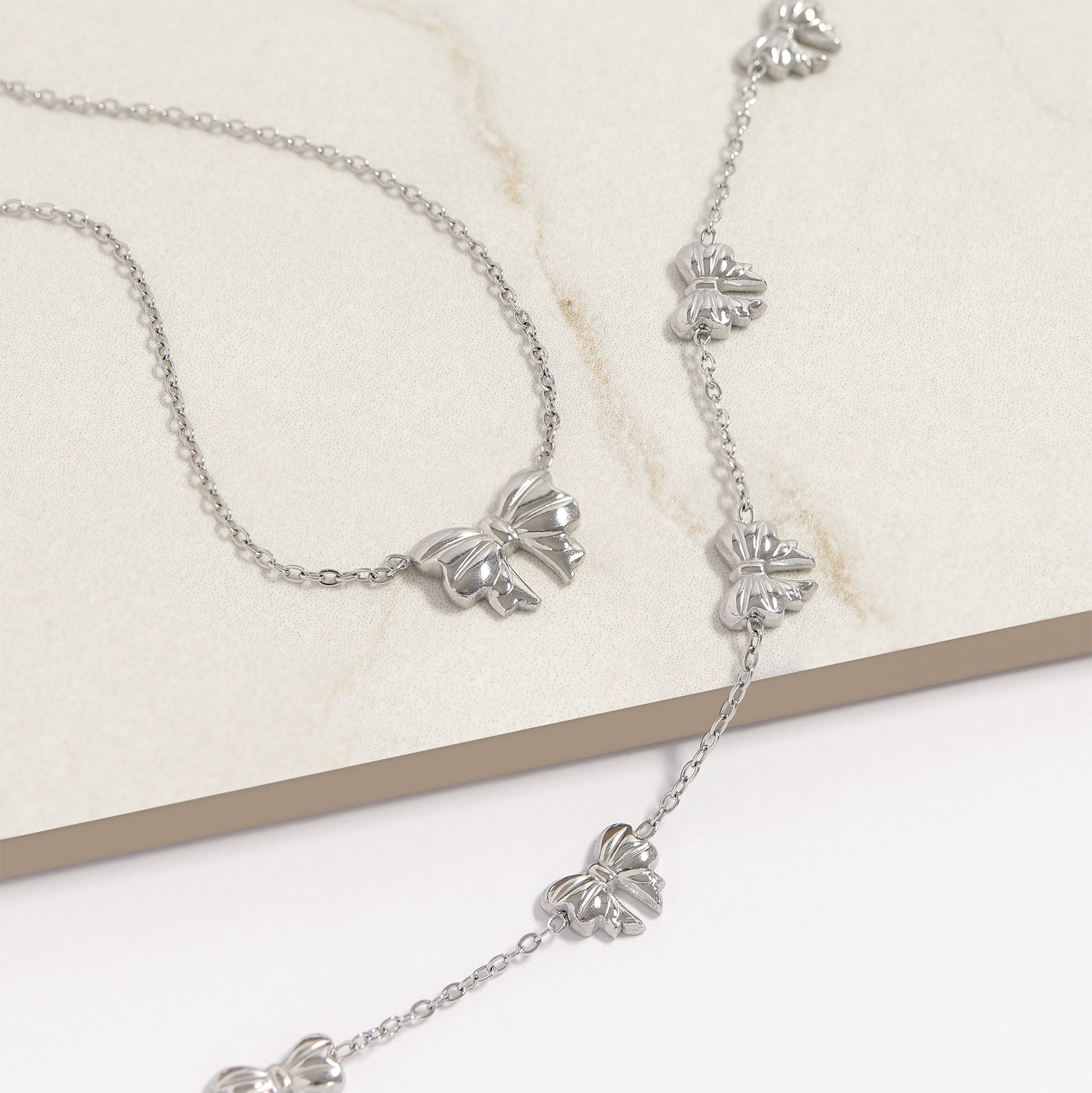 18K Gold PVD Stainless Steel Bow Pendant Necklace / CHN0106、mySite、dreamappss