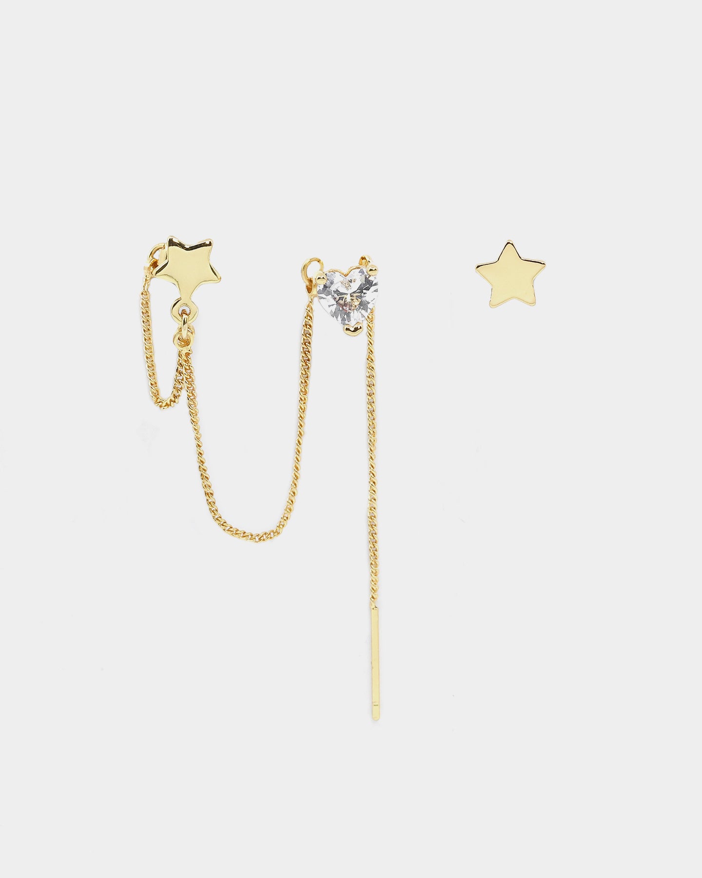 Raising Hell Women's Starry Heart Earrings Chain Iced Gold、mySite、zt4zffjzw