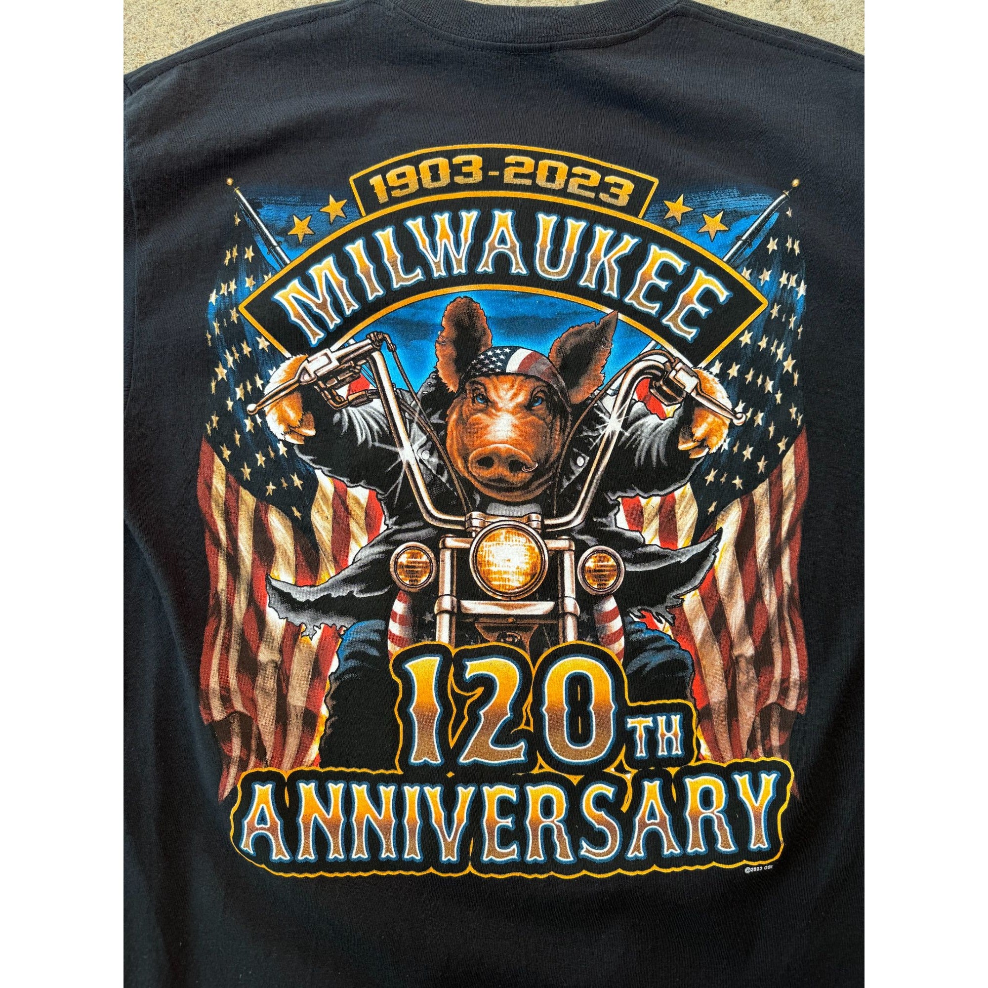 NEW 2013 Milwaukee Hogg 120th Anniversary Motorcycle Rally Graphic Tee Medium、mySite、garagedoors4me