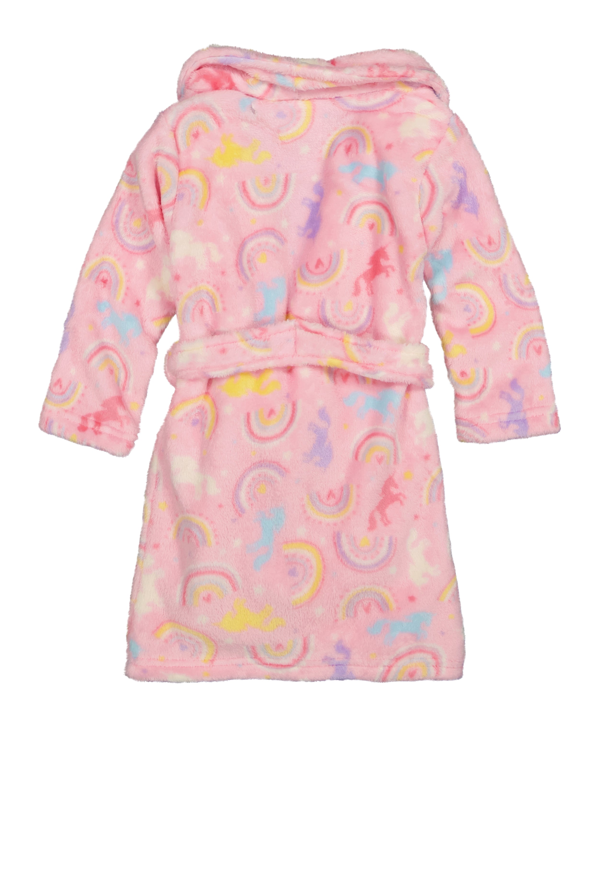 Toddler Girls Rainbow Print Bath Robe with Sherpa Slippers、mySite、camillekostekn