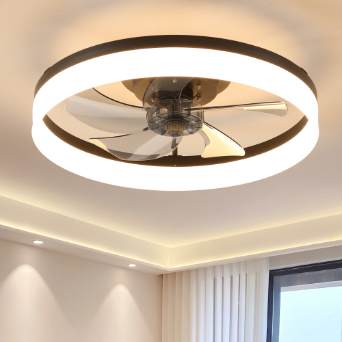 Ceiling Fans with Lights Dimmable LED Embedded installation of thin modern ceiling fans(Pink)、、eastwooduniform