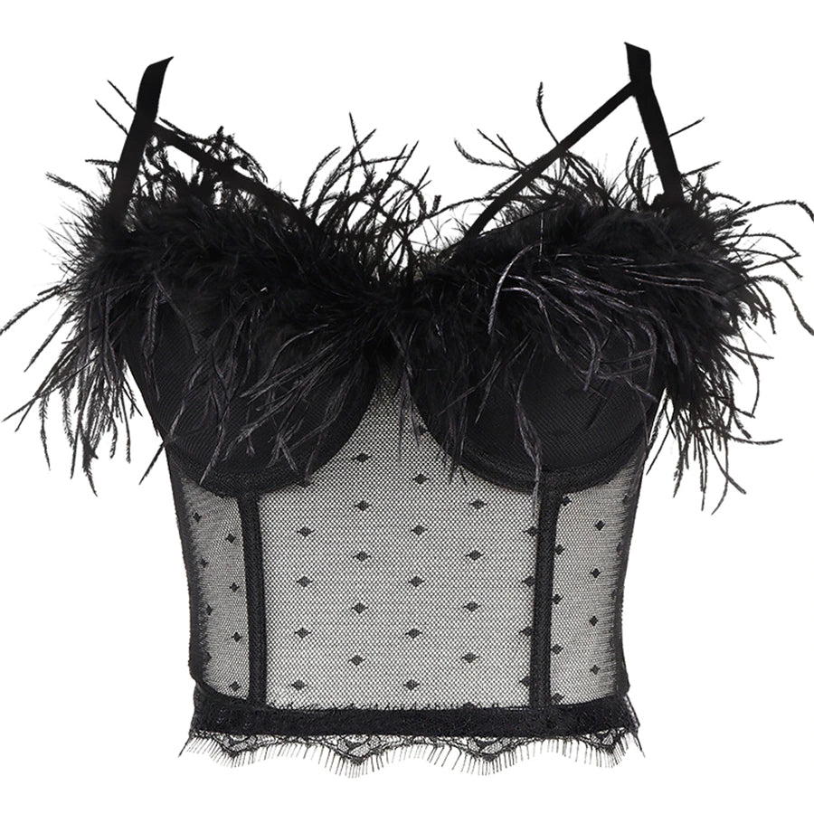  Feather & Lace Bustier Corset Top、mySite、merchandisen