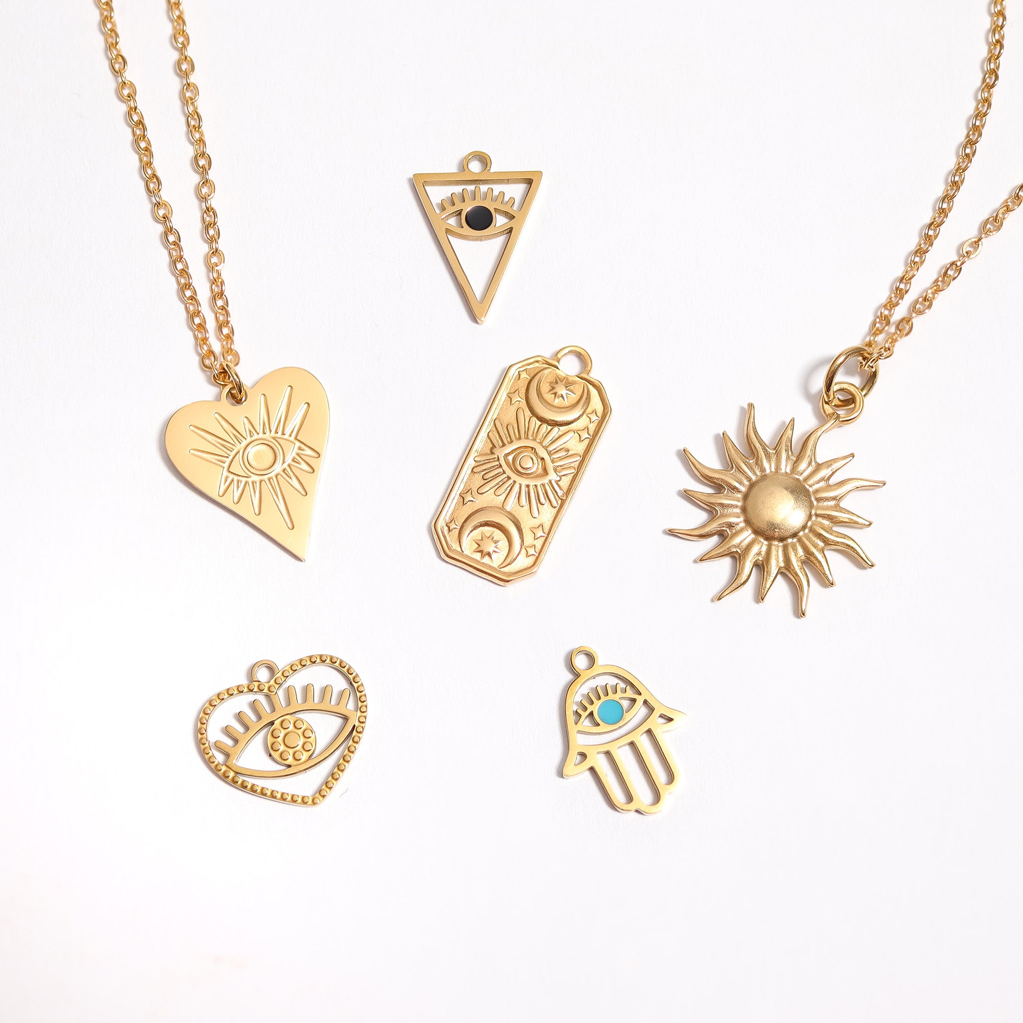 18K Gold PVD Stainless Steel Rectangle Mystical Symbol Charm / PDL0117、mySite、dreamappss