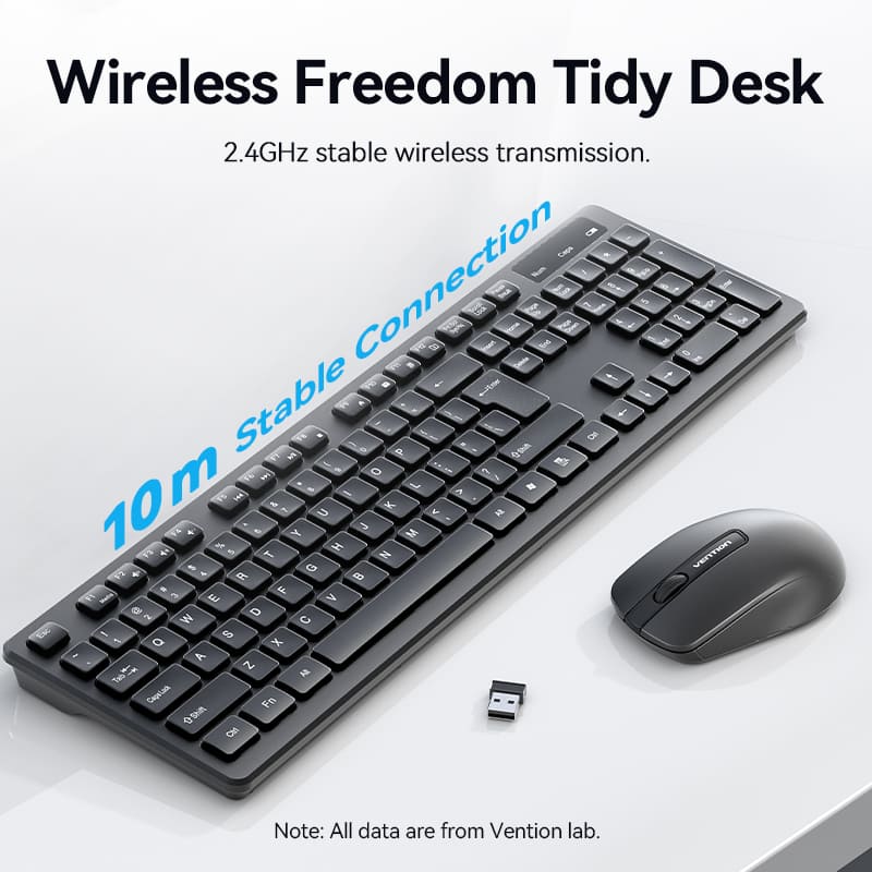 Vention Wireless Full-Sized Keyboard and Mouse Combo with Mouse Pad Black Slim Type - US English Layout、mySite、fannypackpong