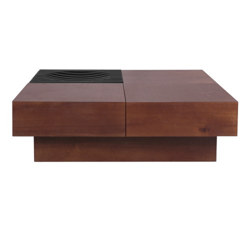 ITALIAN RETRO - INSPIRED ACACIA WOOD STORAGE COFFEE TABLE ,BROWN & BLACK COLOR、、eastwooduniform