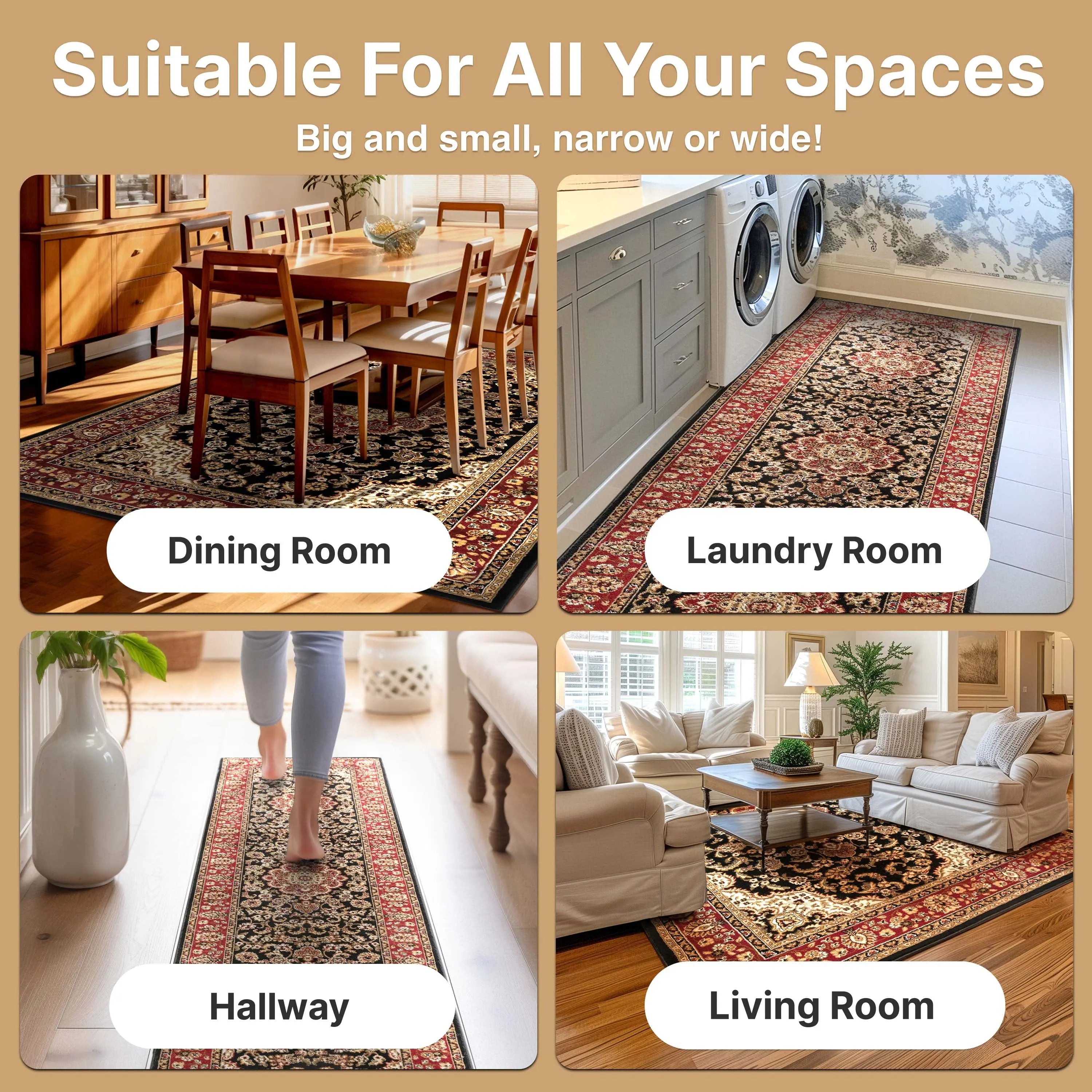 Medallion Kashan Black Traditional Rug、mySite、gigharbornorthrealestate