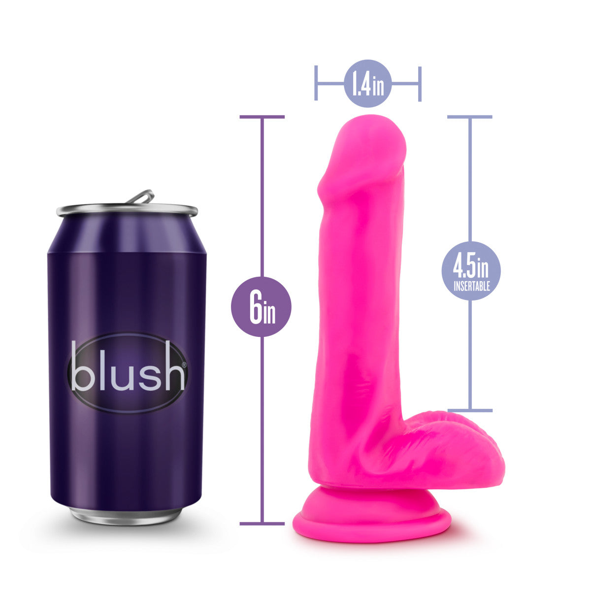 Au Naturel Bold By Blush® | Delight Realistic Pink 6.5-Inch Long Dildo With Balls & Suction Cup Base、mySite、bottomscart