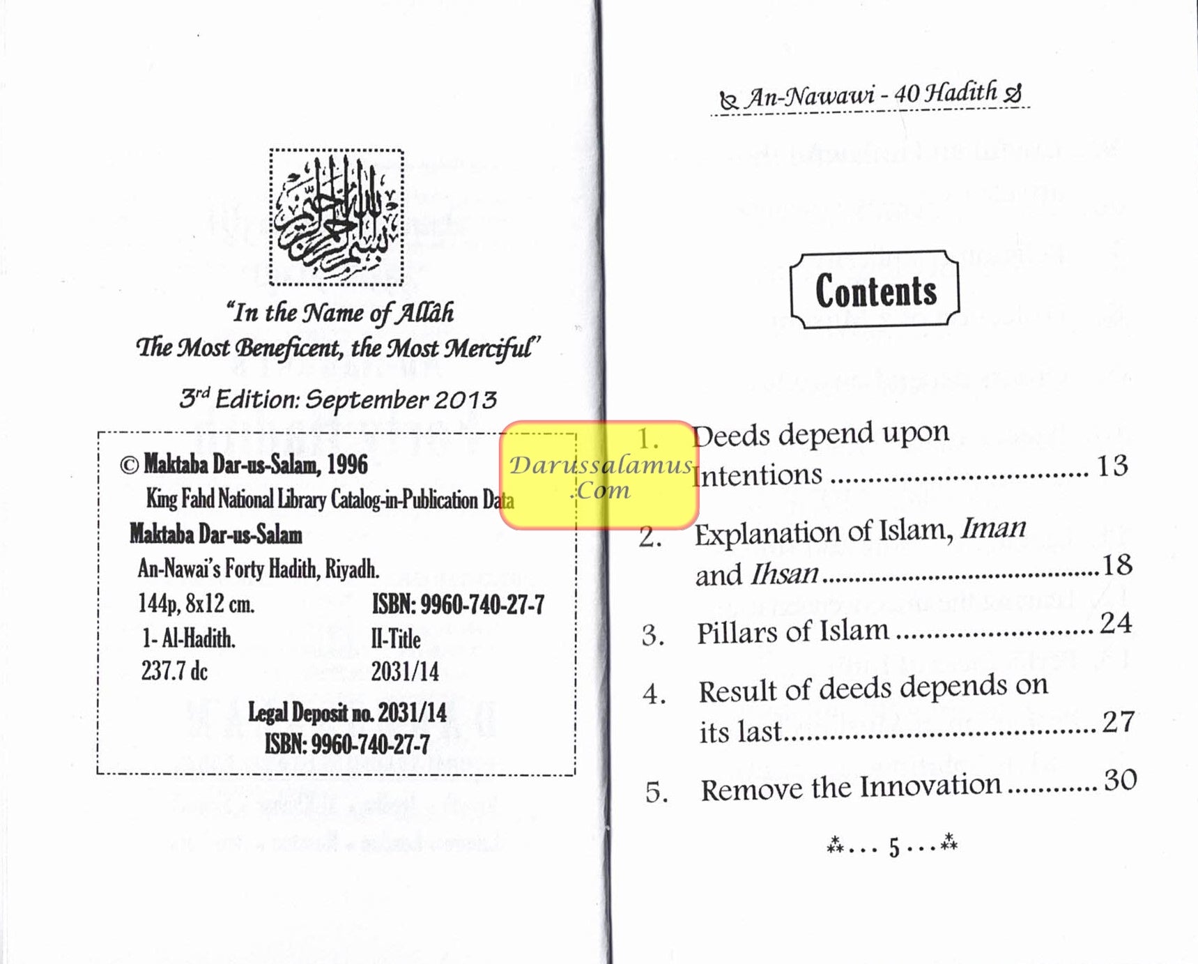 The collection of An-Nawawi 40 Hadith (Pocket Size) By Imam An- Nawawi、mySite、topwebapps
