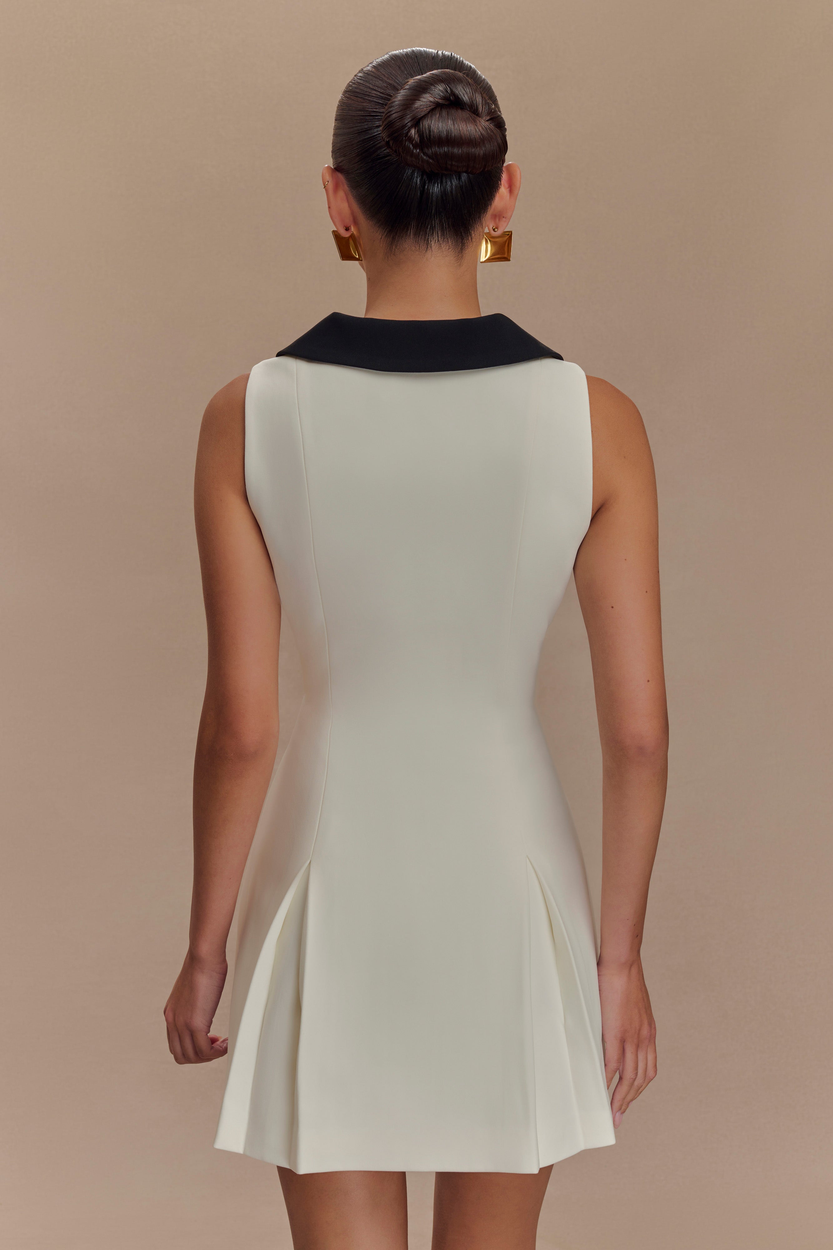 Oli Sleeveless Contrast Mini Dress - Ivory/Black、mySite、solidvoid