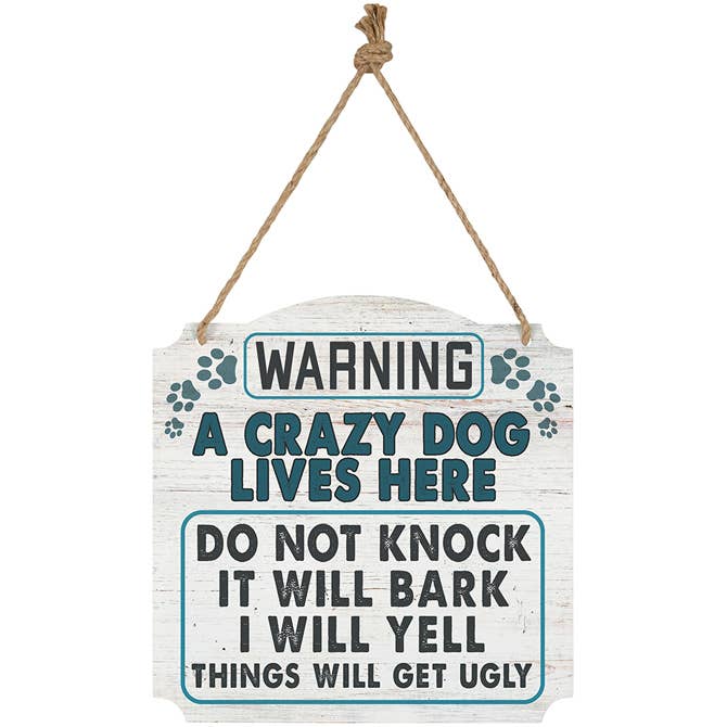 Crazy Dog Lives Here Funny Metal Art Door Decor*、mySite、g9winljtr