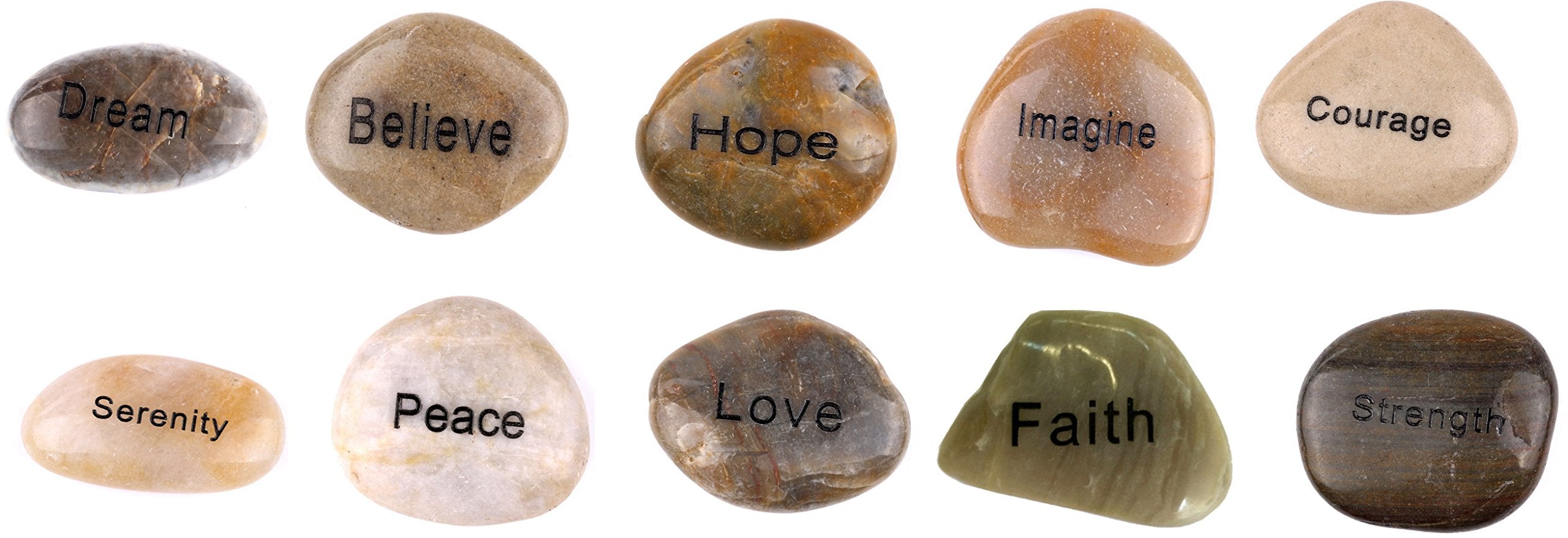  Holy Land Market 10 Polished River Stones Engraved with Inspirational Words、mySite、elrpsem3k