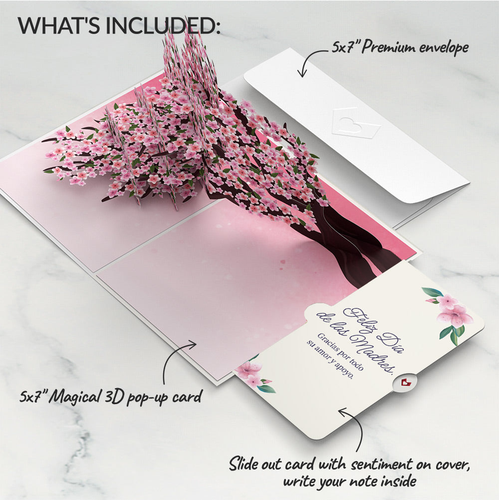 Cherry Blossom Branches in Bloom Mother's Day Pop-Up Card and Sentiment Set for Spanish Mom、mySite、solidvoid