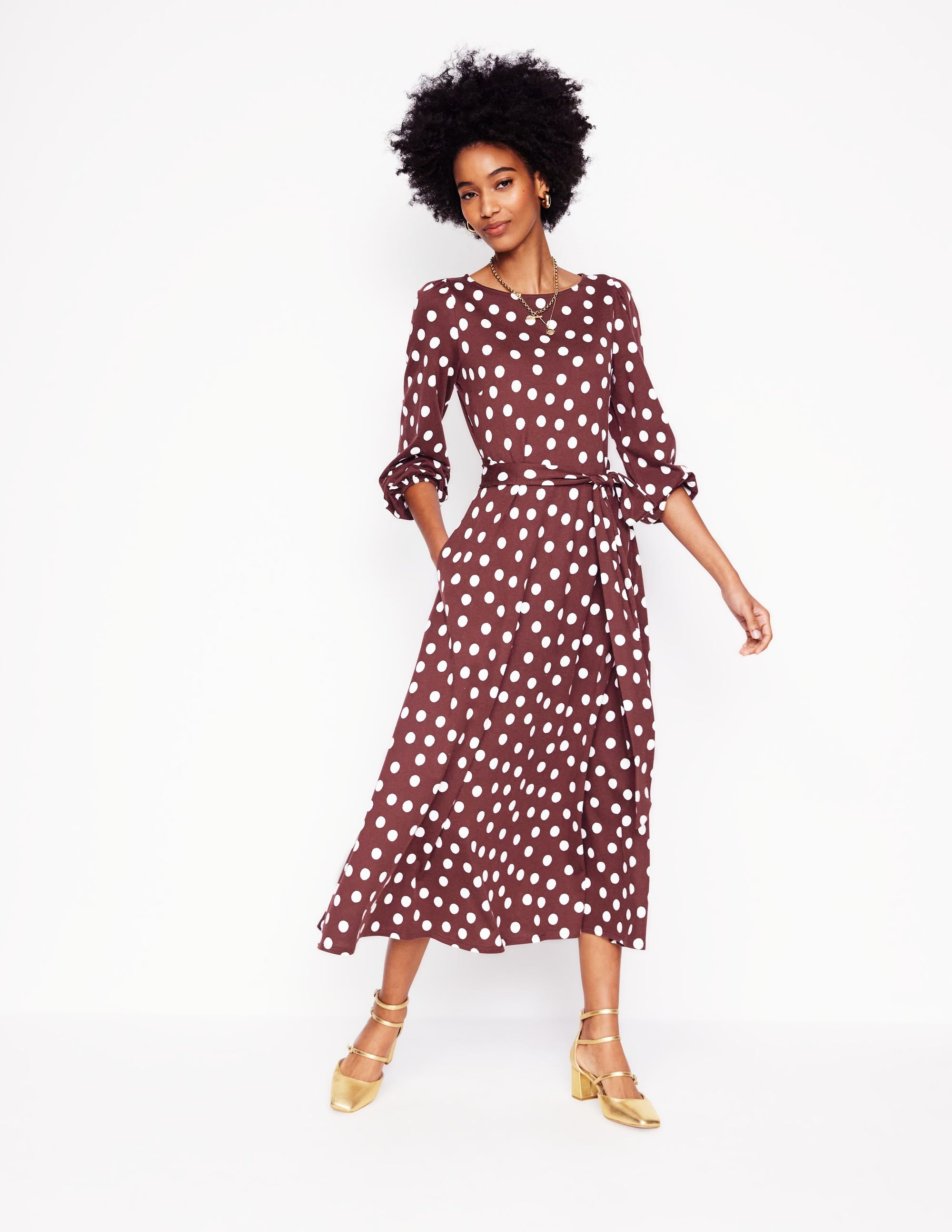  Leandra Jersey Midi Dress-Chestnut, Abstract Dot、mySite、ashleygrahame