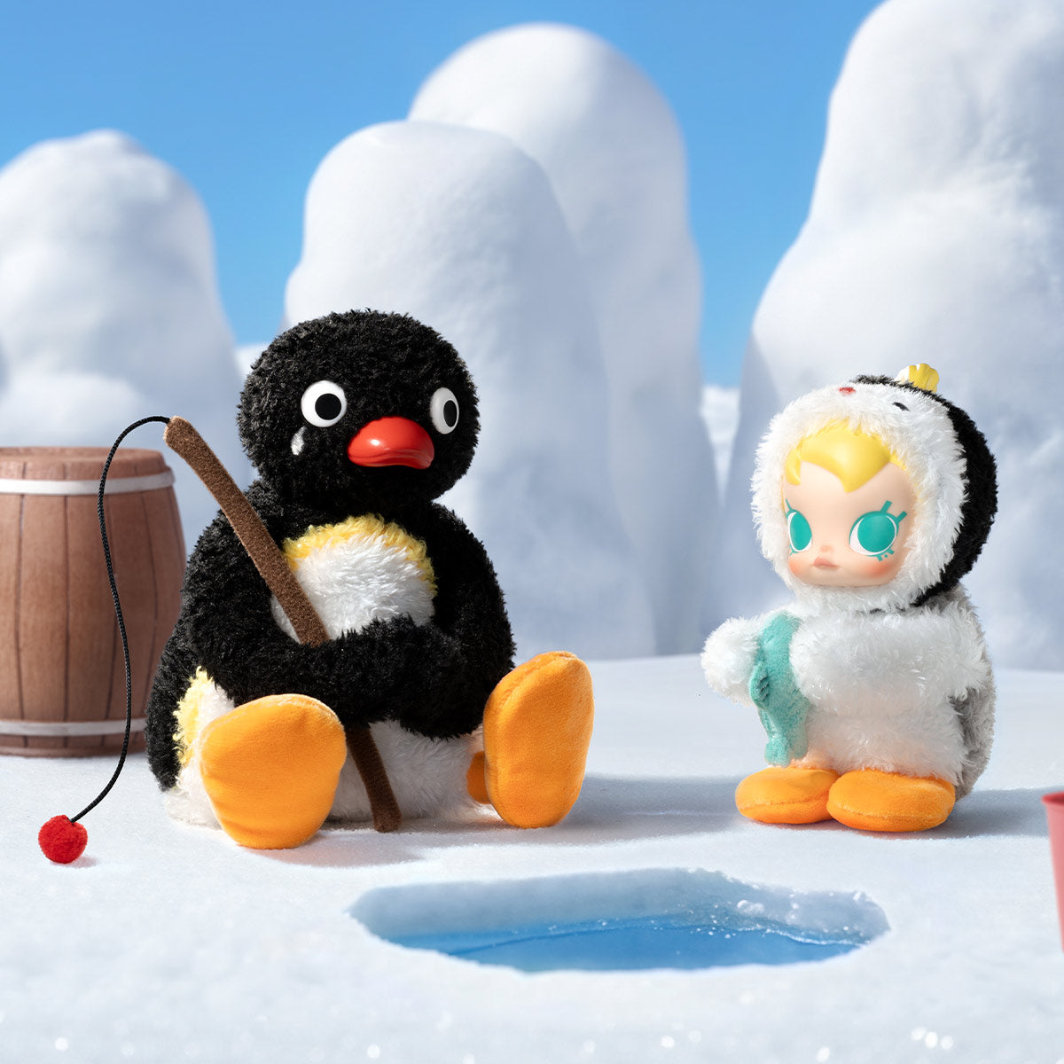  POP MART Baby Molly × Pingu Happy Fishing Series-Vinyl Plush Pendant Blind Box、mySite、greenlandpopulation