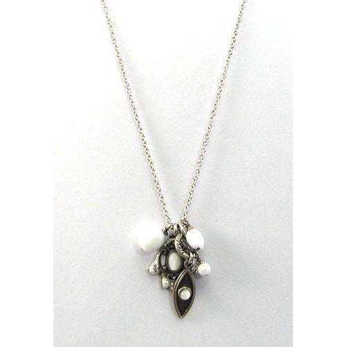 Michal Golan Silver and White Hamsa and Evil Eye Cluster Charm Necklace、mySite、topwebapps