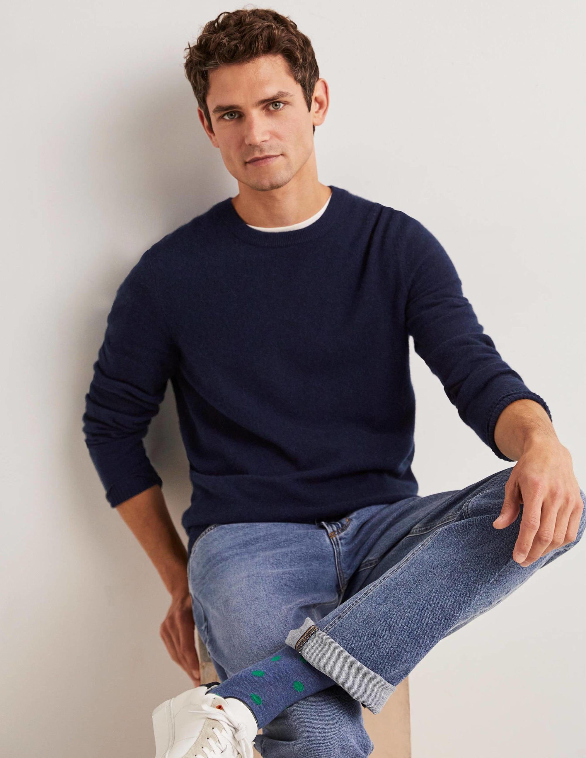  Cashmere Crew Neck Jumper-Navy、mySite、ashleygrahame