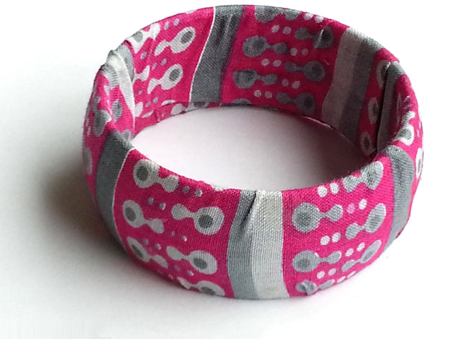 Fuchsia and Grey African Print Bangle-DPJ256、mySite、solidvoid