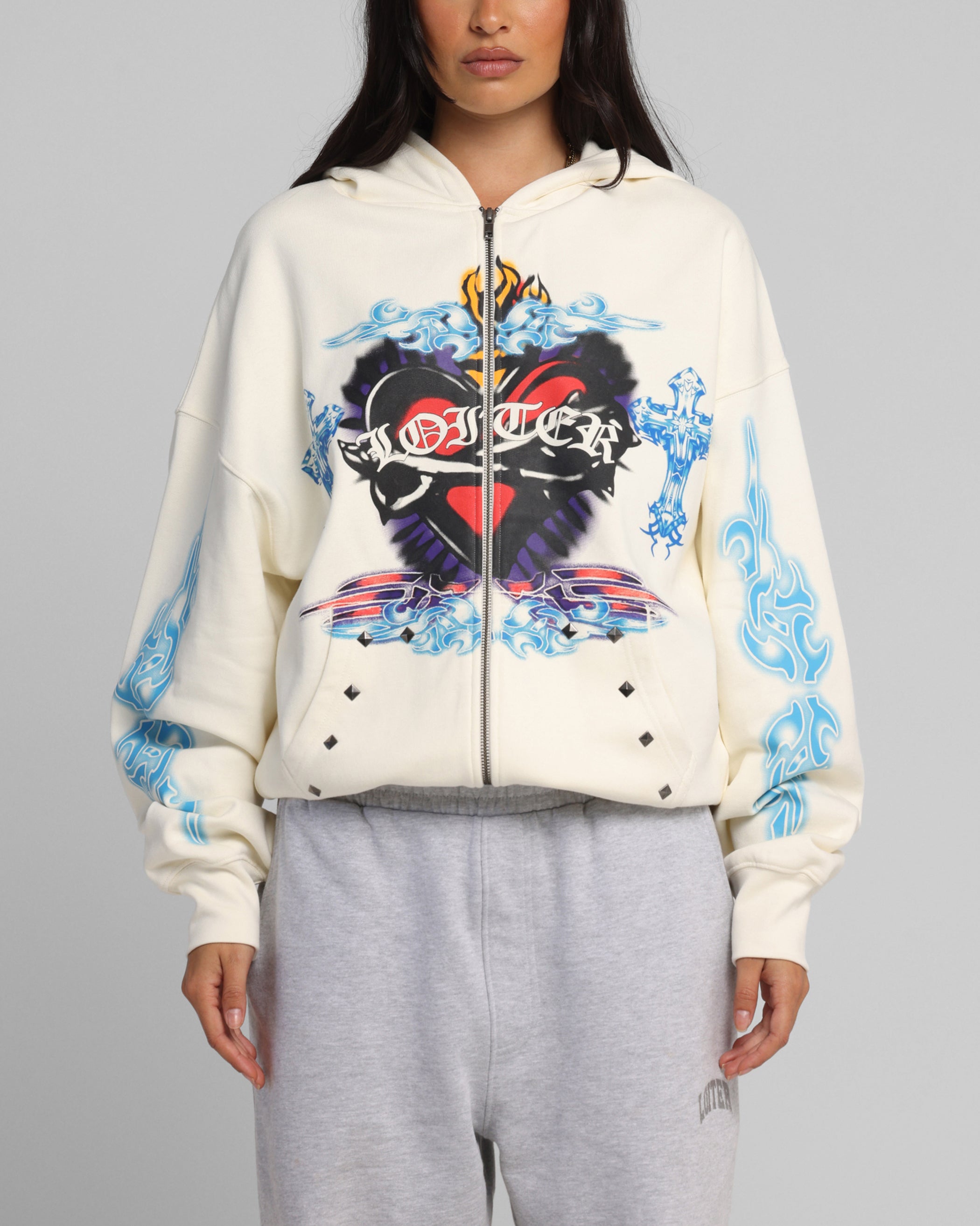 Loiter Hearts Zip Hoodie Off White、mySite、zt4zffjzw