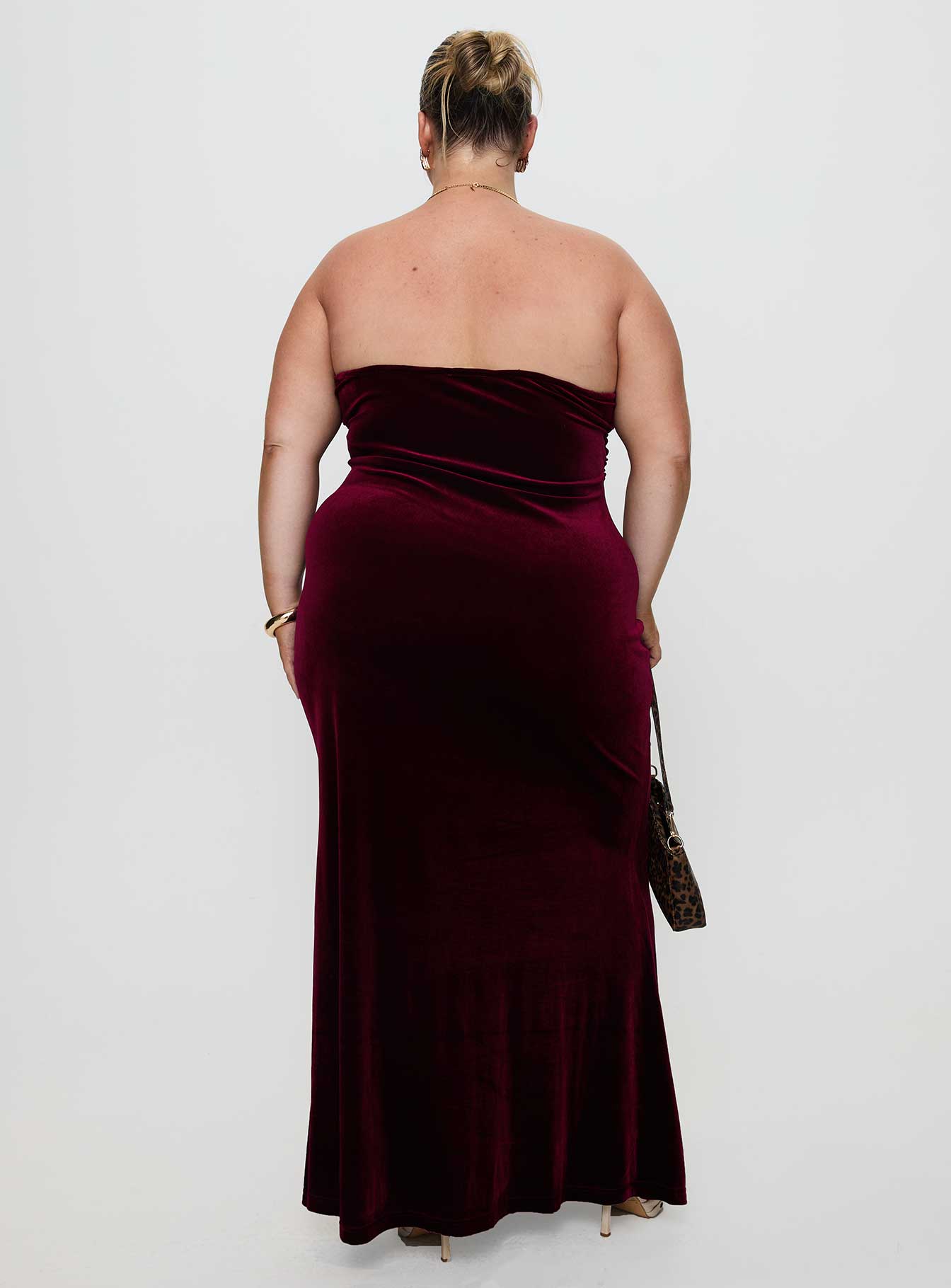 Irena Strapless Maxi Dress Burgundy Curve、mySite、solidvoid