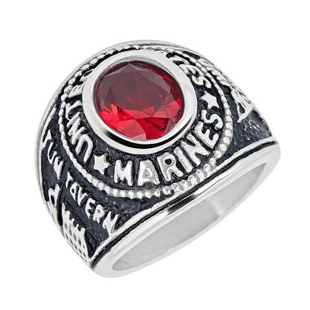 Stainless Steel United States Marine Corp Military Women's Ring with Red Stone / MCR4070、mySite、dreamappss