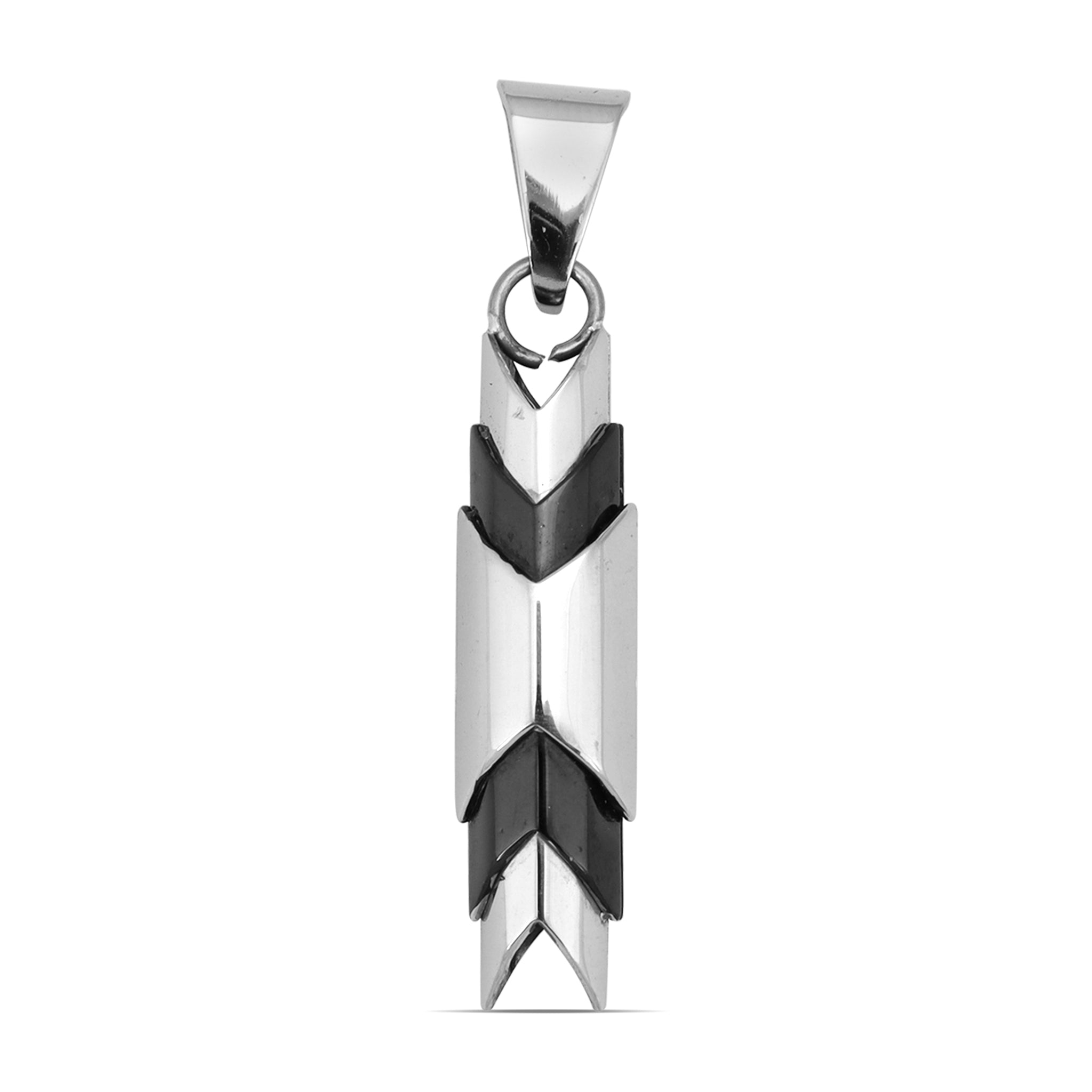 Stainless Steel And Black Hollow Chevron Tube Pendant / PDK0041、mySite、dreamappss