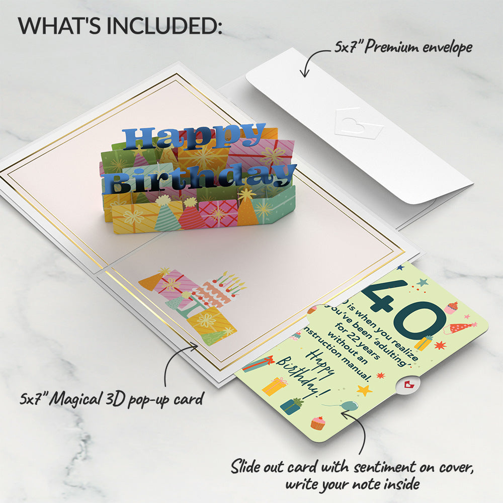 Wishing You a Happy 40th Birthday Pop-Up Card and Sentiment Set、mySite、solidvoid