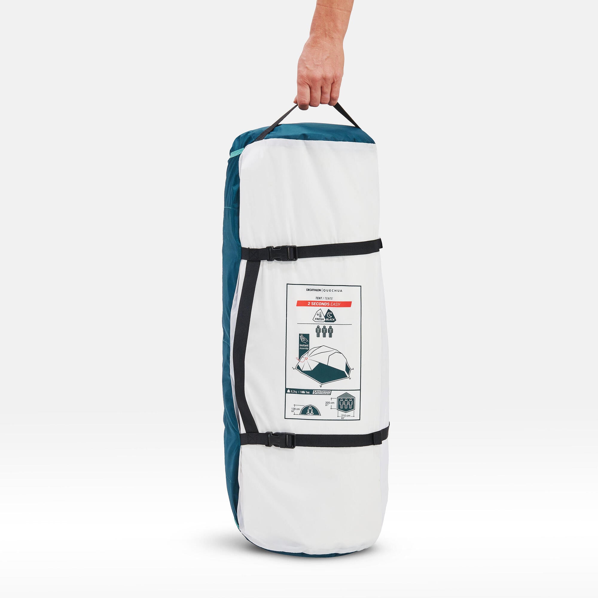 Quechua 2 Second Easy Fresh & Black Waterproof Pop Up Camping Tent 3 Person