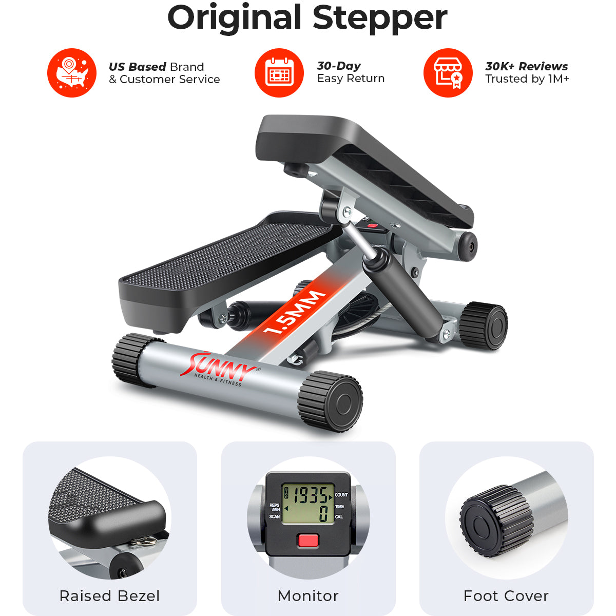  Mini Stepper with Resistance Bands Step Machine w/ LCD Monitor、mySite、ghnorth