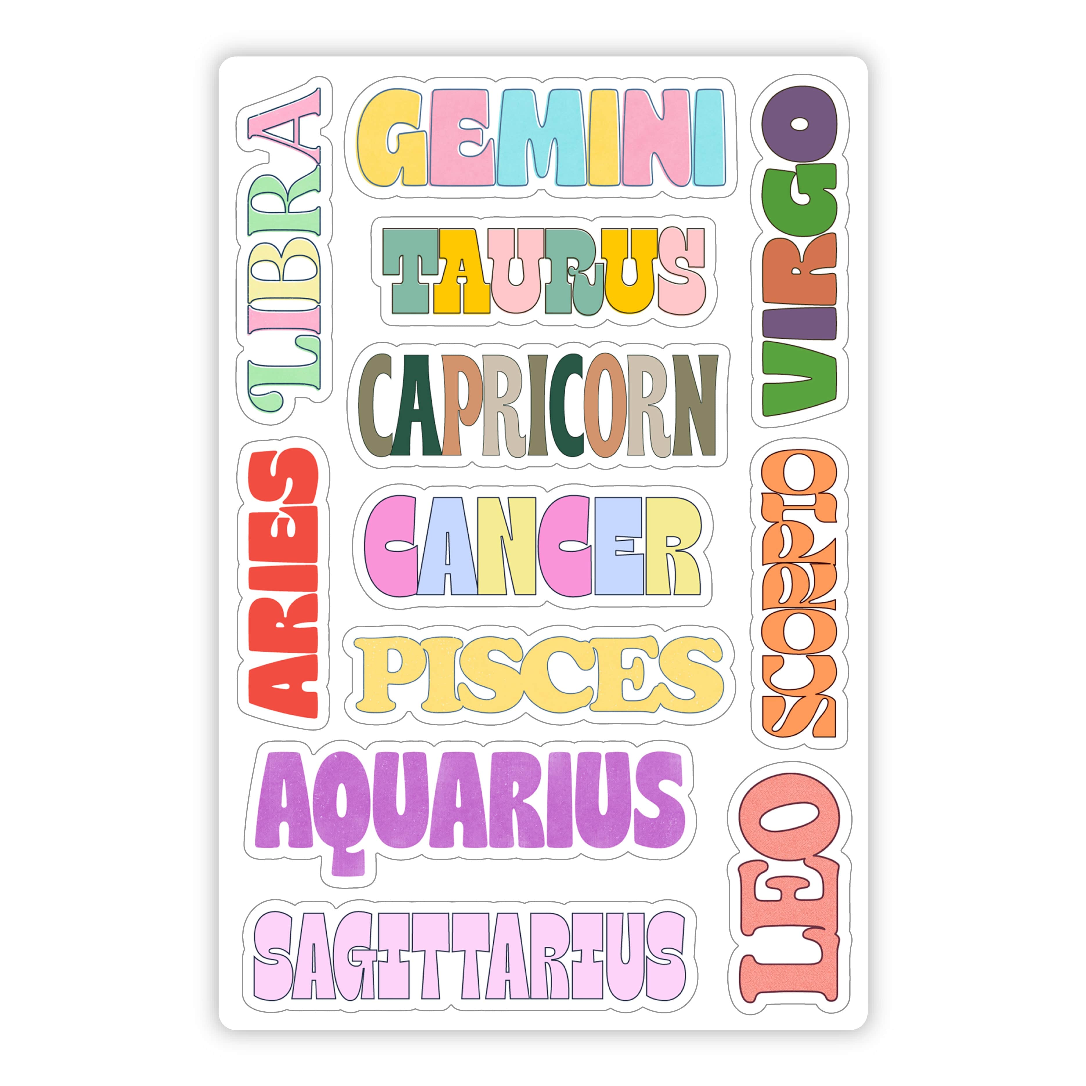  Zodiac Sign Names Mini Sticker Sheet、mySite、ghnorth