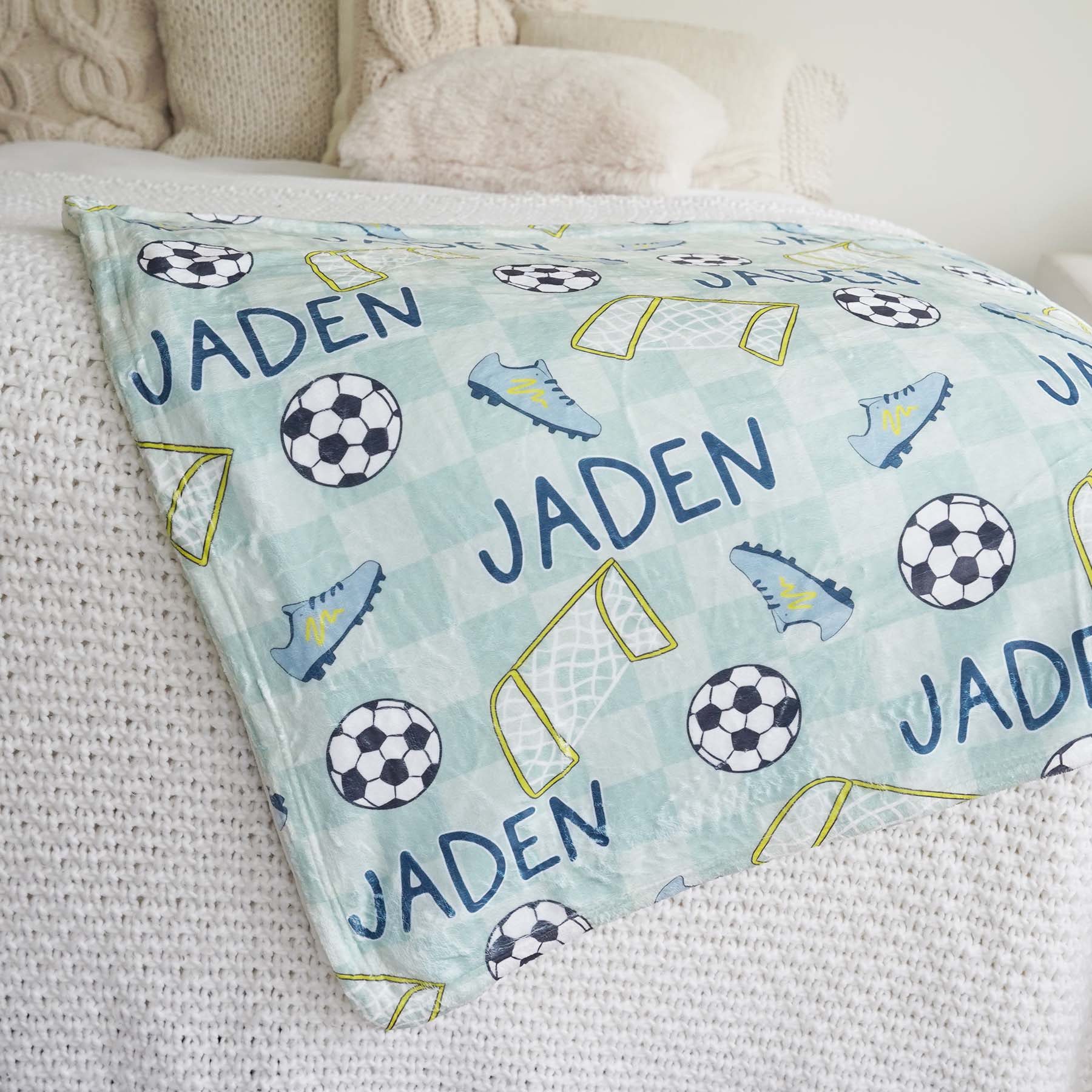  Soccer Star Personalized Kids Blanket | Green、mySite、layawaytickets